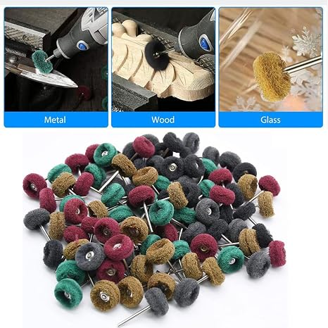 80 Pcs Abrasive Wheels, 1 (25 mm) Abrasive Buffing Polishing Wheels Set For Dremel Rotary Tools-1/8 (3 mm) Shank