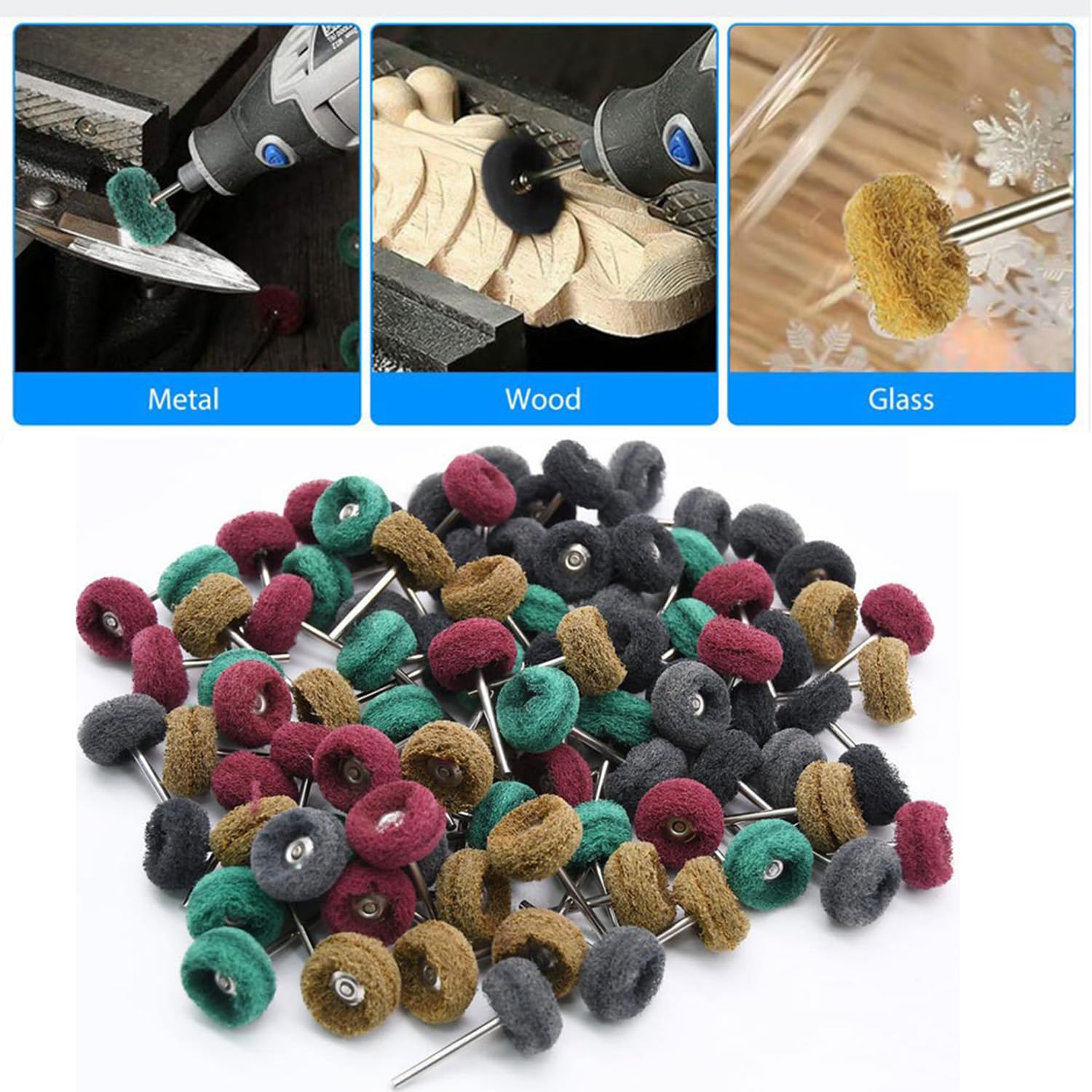 80-teiliges Schleifvlies-Set Ø25 Mm – 4 Körnungen P120/P180/P320/P400 Für Dremel & Bohrmaschine – Ideal Zum Polieren Von Metall, Holz & Keramik