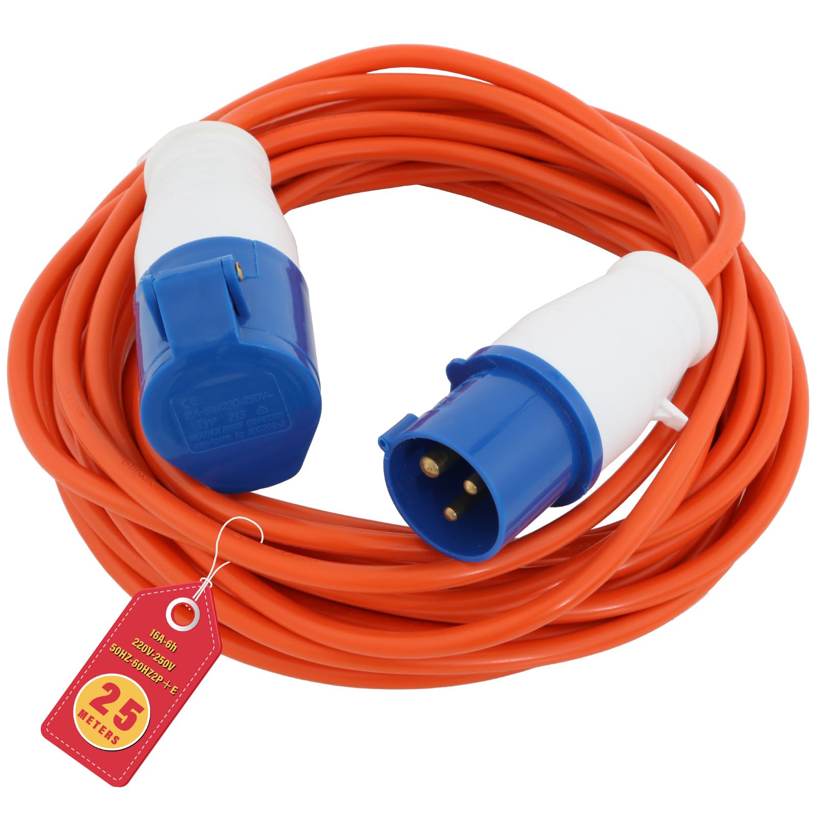 Heavy Duty Caravan Hook Up Cable,25M Extension Lead,16 Amp Cable 240V Camping Extension Lead,for Campervans & Motorhomes' Everyday Use