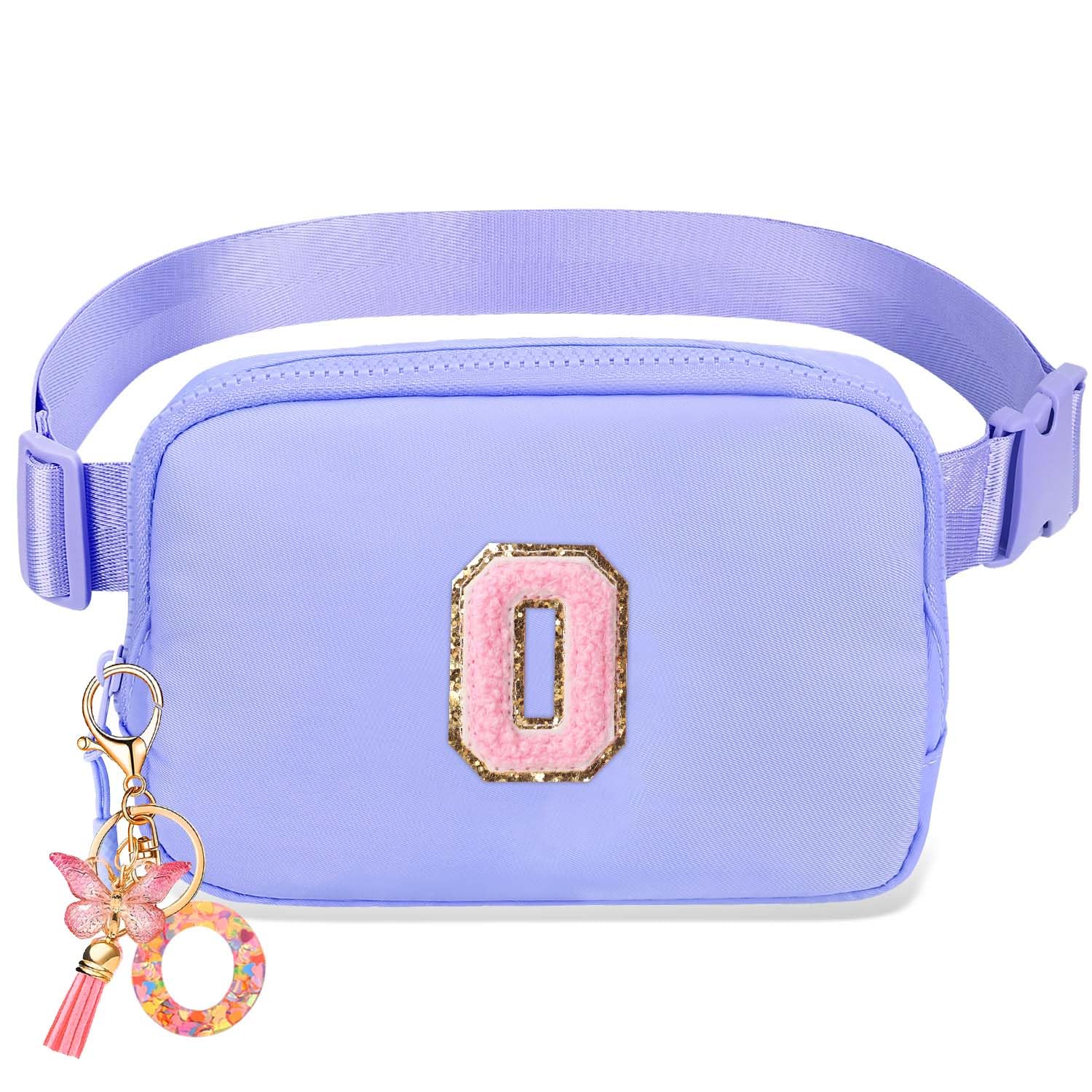 Belt Bag for Girls Gifts - Birthday Gifts for Teenager, Personalized Gifts for Mom Freind Sister Teacher, Graduation GiftsInitial Crossbody Bag Belt Bag for Women Lavender Purple O