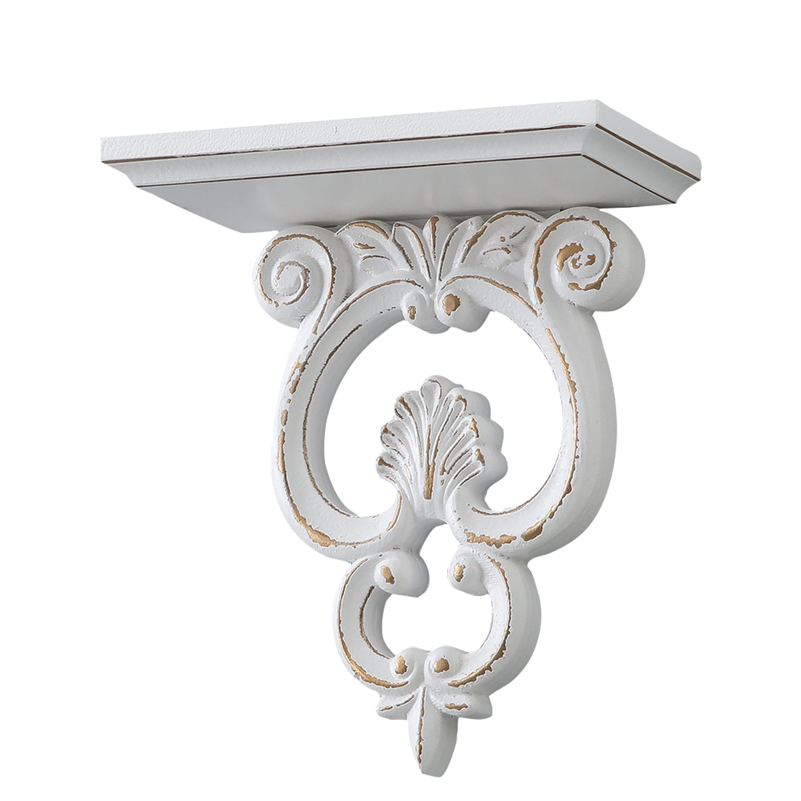Vintage Petite Etagere Murale Blanche Or, Glam Etagere Murale Bois, Etageres Mmurales pour Chambre, Salon, Couloir