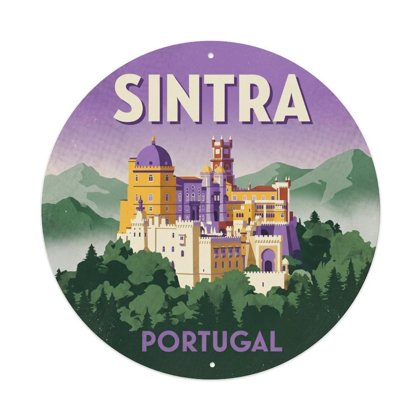 Olhnbad Style Portugal Landmark Travel Sintra Palace Heritage Metal Tin Sign
