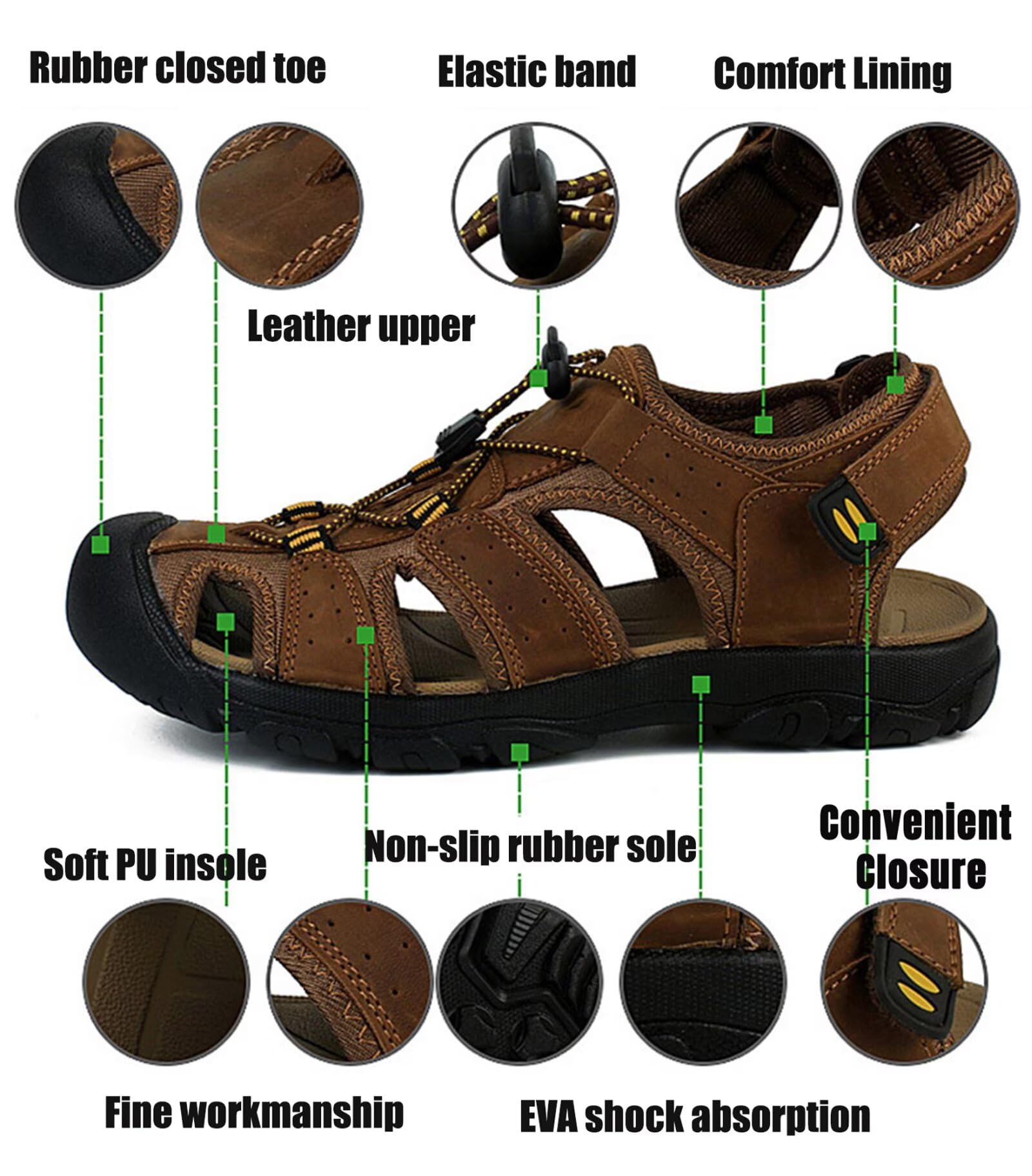 HNVAVQ Sandali Trekking Uomo Punta Chiusa Sandali Outdoor Antiscivolo per Escursionismo Spiaggia e Campeggio