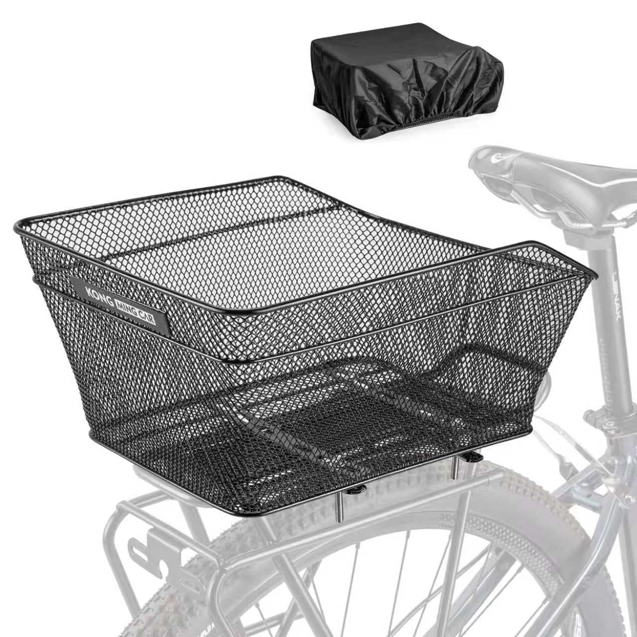 Fahrradkorb hinten – Robuster Gepäckträgerkorb aus Stahl mit Regenabdeckung, für Fahrrad und E-Bike, ideal für Alltag, Einkauf und Pendeln