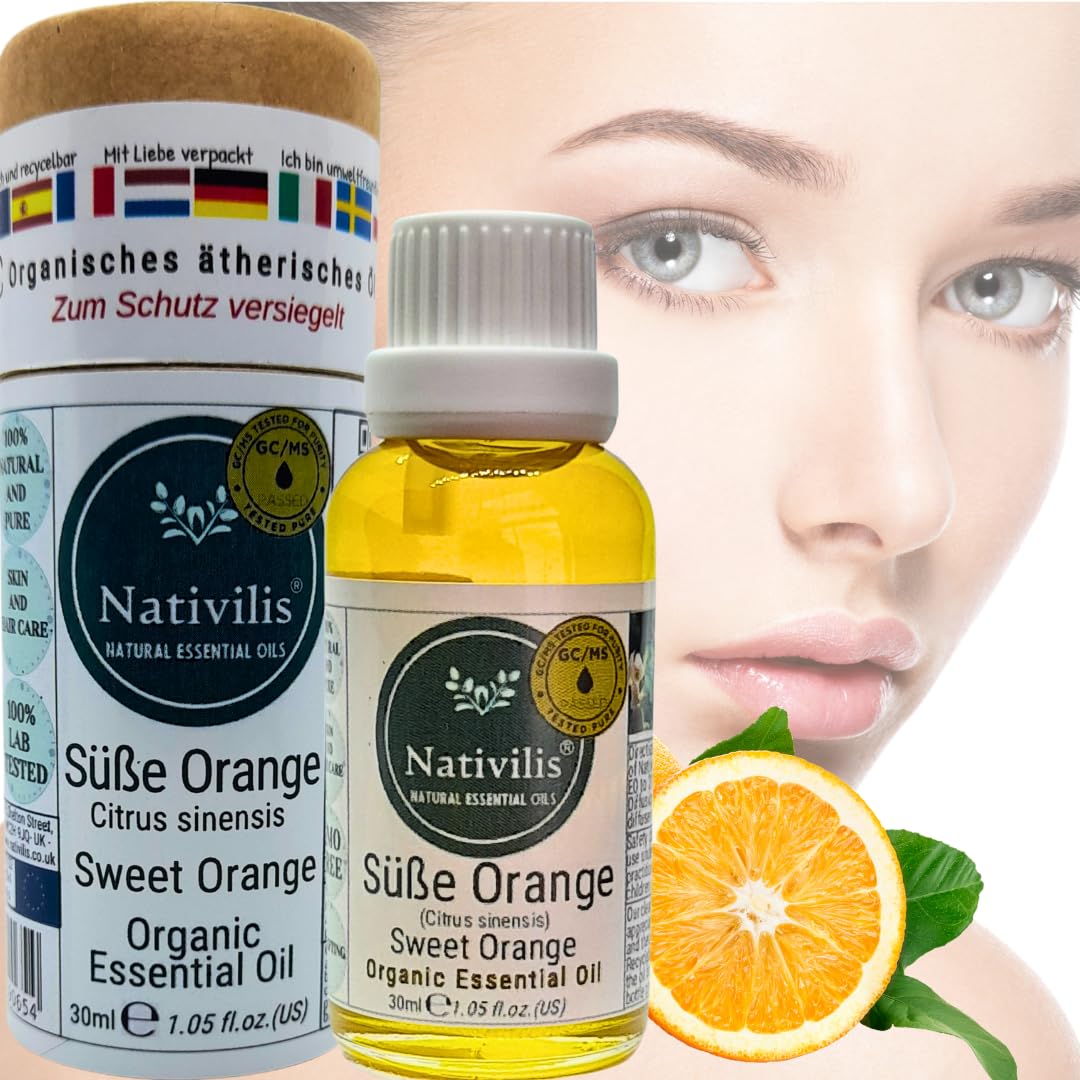 Nativilis - Juego de aceites esenciales orgánicos – Ylang-ylang, geranio, neroli, naranja dulce y bergamota, 5 x 30 ml, aromaterapia floral y cítrica para relajación y bienestar