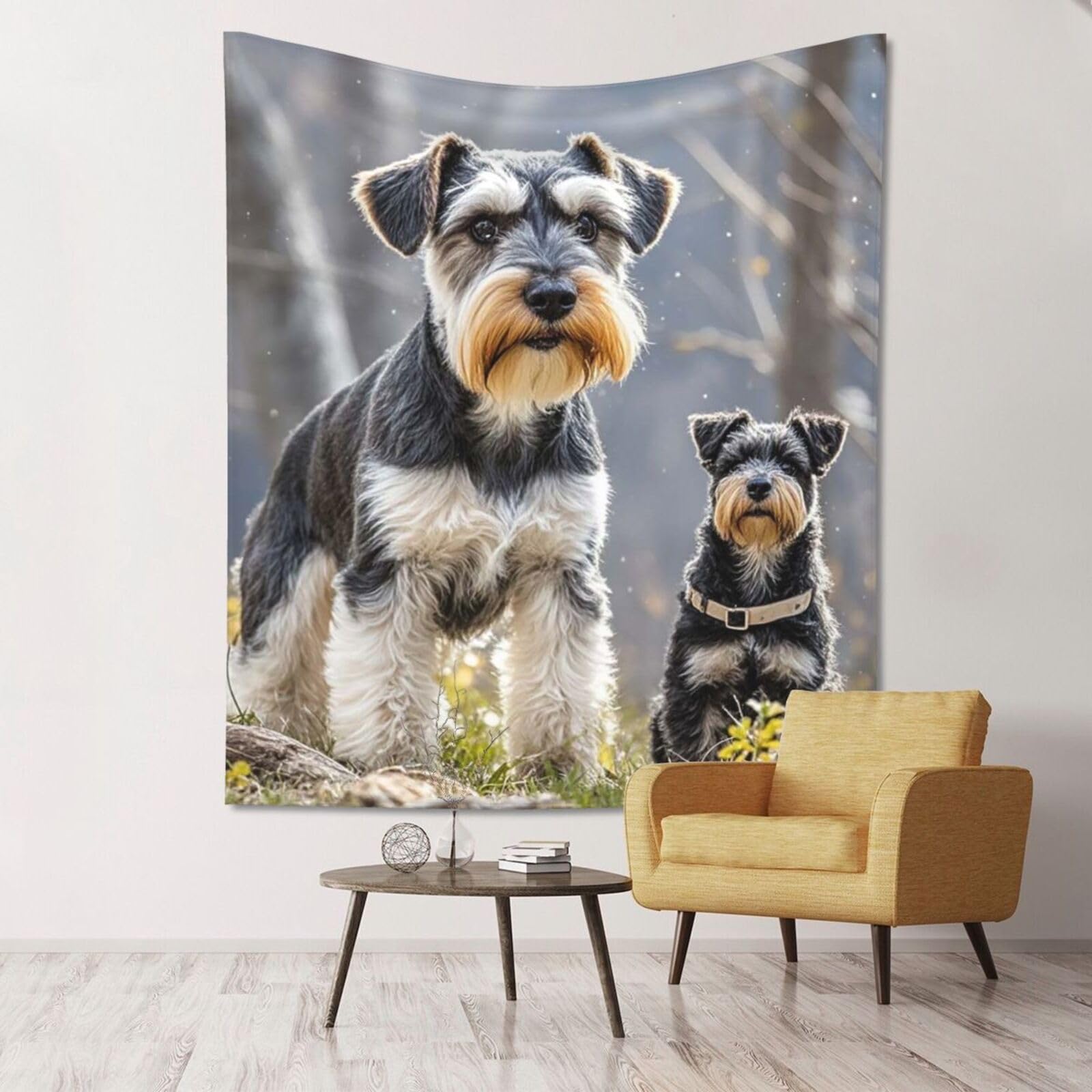 XOPEKVLAWM Tapestry Wall Hanging for Bedroom Aesthetic Wall Mural Tapestries 152x130 cm Art Backdrop adorable schnauzer Tapestries Landscape Poster Tapestry for Living Room Dorm Office Home Decor