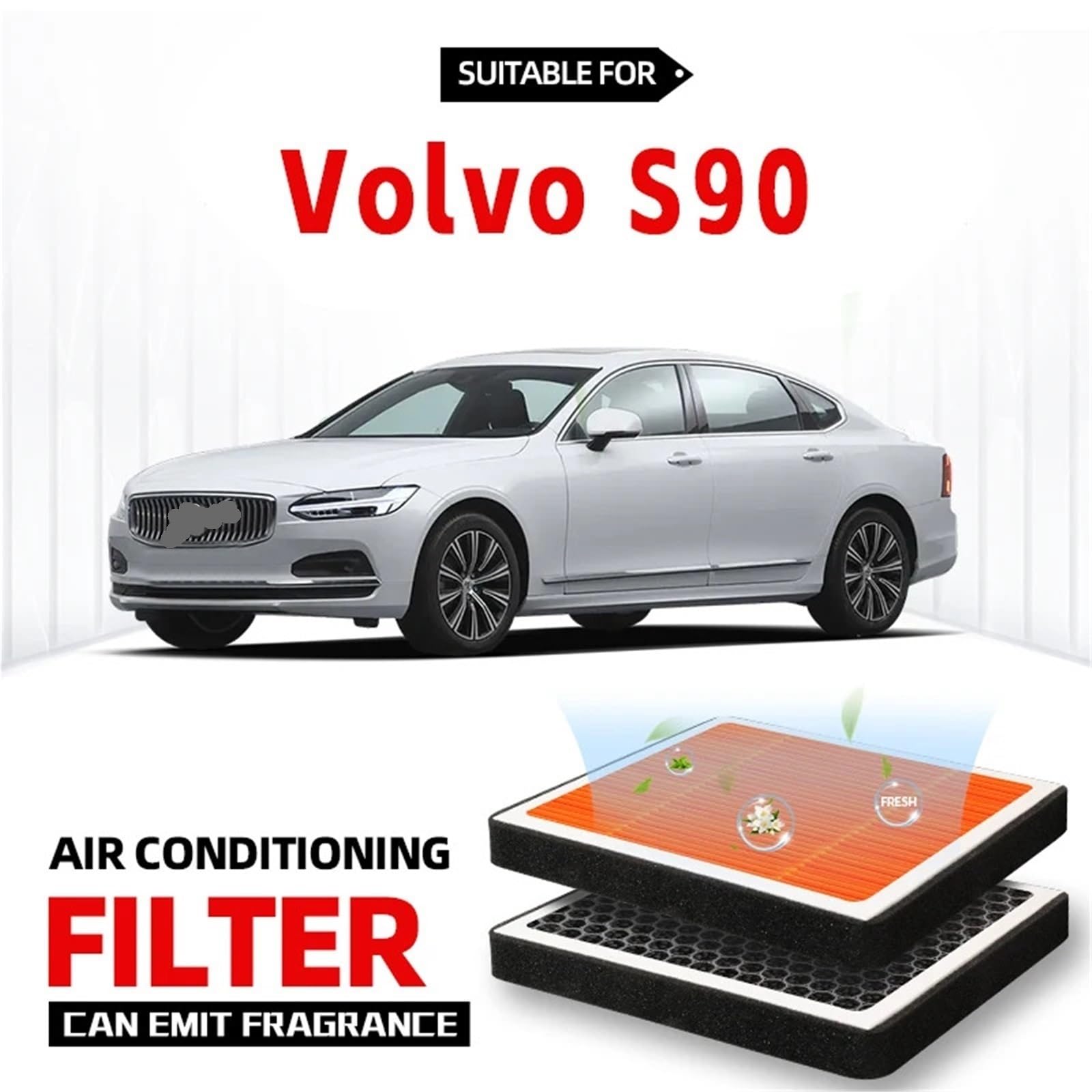 Filtro anti polline al carbone attivo Adatto per filtro abitacolo Volvo S90 Filtro aria condizionata a carbone attivo con fragranza per purificare l'abitacolo dell'auto