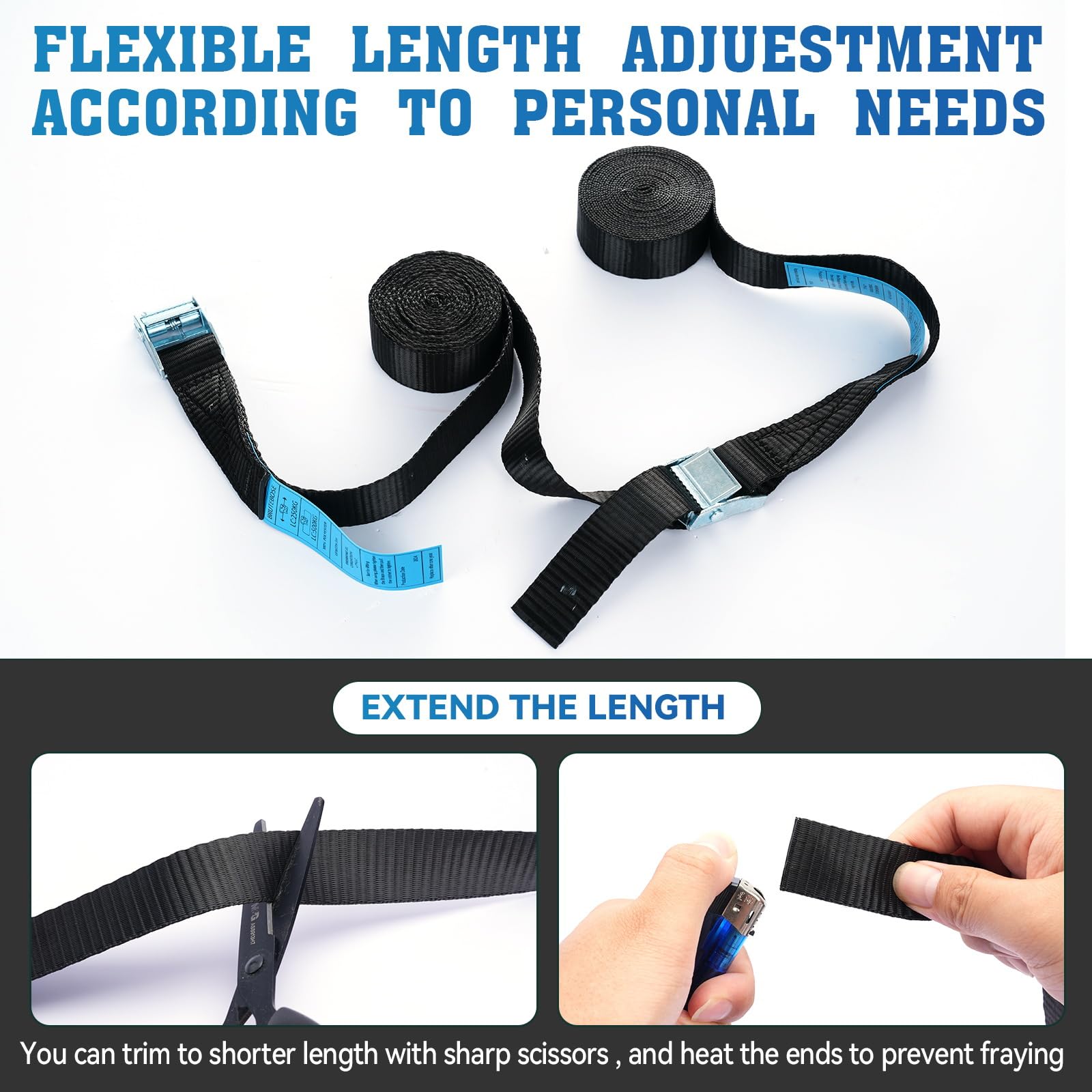 Heavy-Duty Lashing Straps - 10ft Adjustable -4