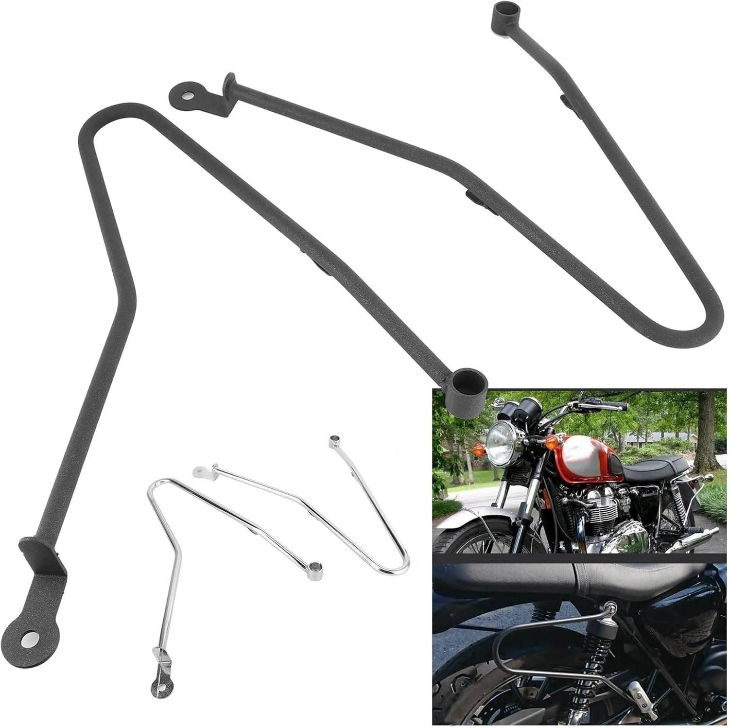 Replacement Saddlebag Support Bars Mounting Guard Bracket Fit for Triumph Bonneville T100/Thruxton 900(Black Pre-LCI A)
