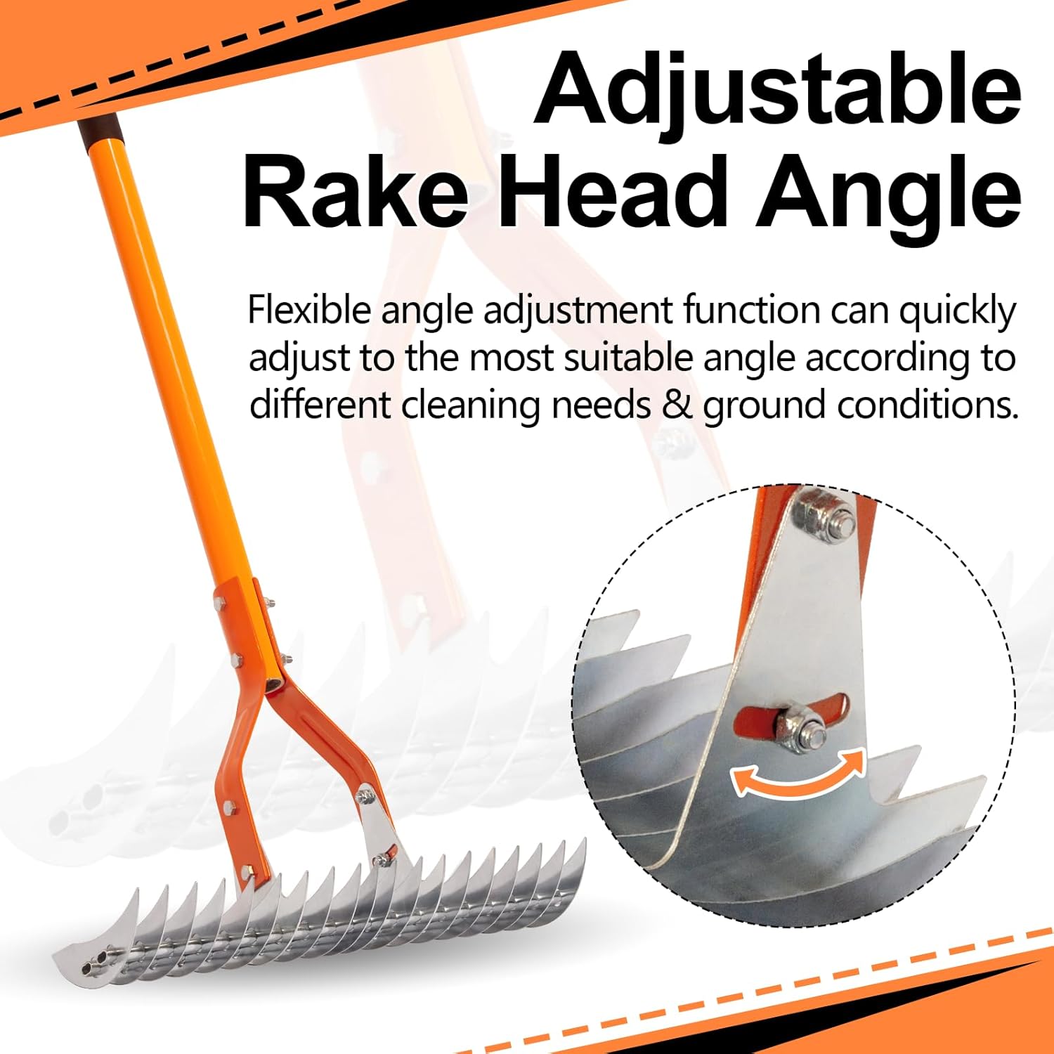 VNIMTI Thatch Rake for Lawns - Heavy Duty Metal Dethatcher with Fiberglass Handle, 58 Inches