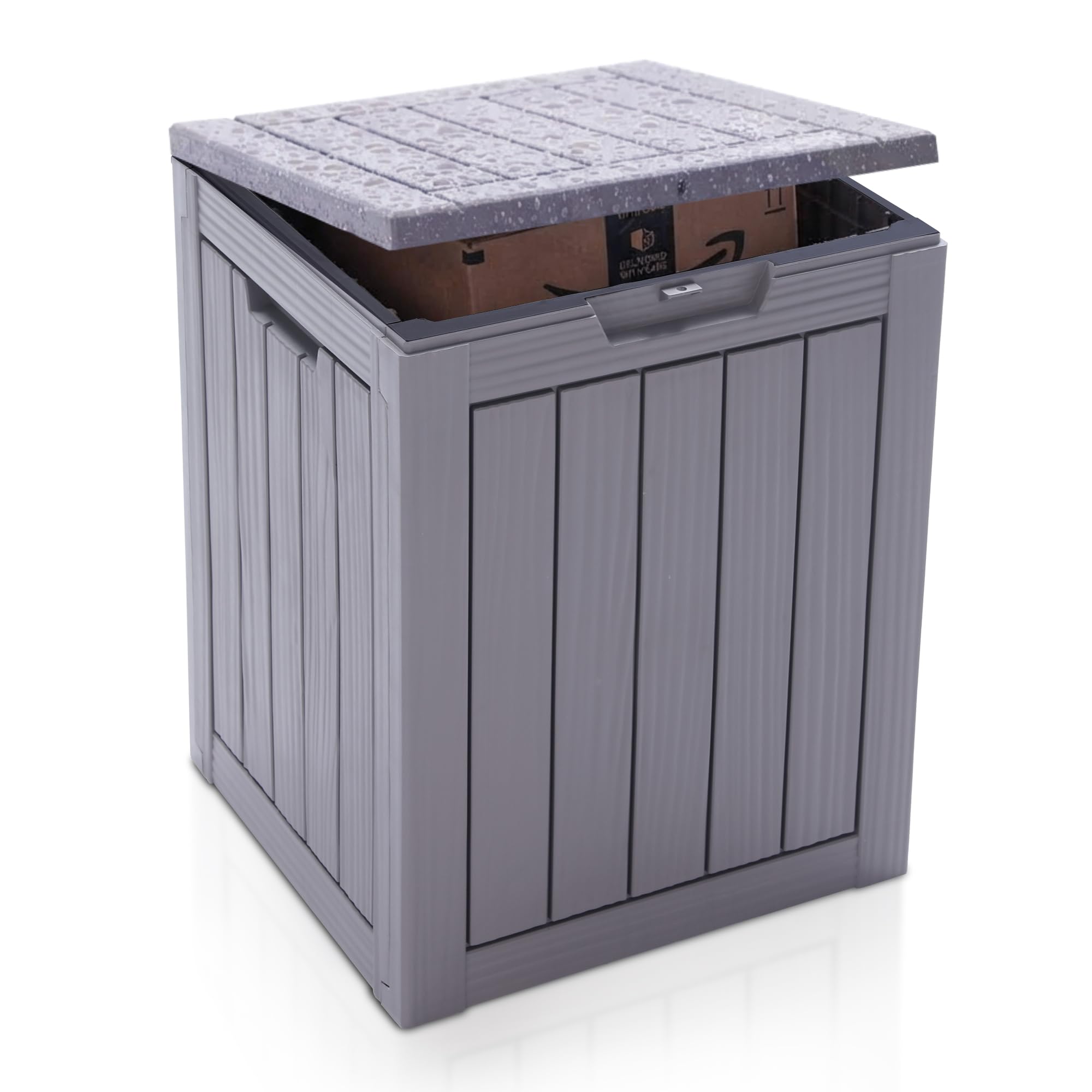 Olsen & Smith 113L Tall Garden Storage Box Seat - Outdoor Patio Deck Chest