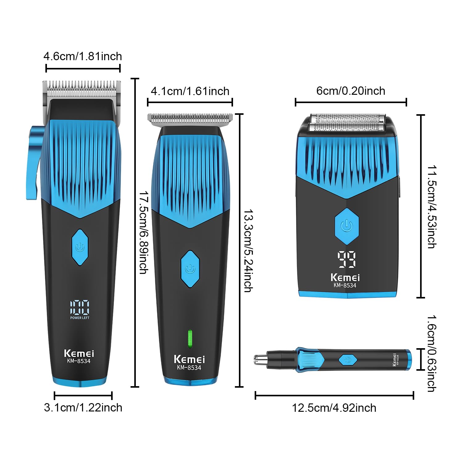 KEMEI 8534 Professionelle Haarschneidemaschinen Set für Männer, Elektrischer Haarschneidemaschine Folienrasierer Bart Nase Ohr Trimmer Grooming Kit, schnurlose Barber Clippers Haarschneide-Set