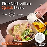 Vista 3 de YARRAMATE Pulverizador de aceite de oliva de vidrio de 16 onzas / 15.9 fl oz para cocinar con calcomanías, dispensador de aceite 2 en 1