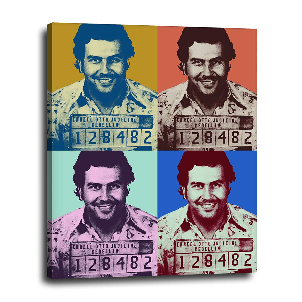 Pop Art Style Pablo Escobar Canvas Wall Art 16x20 - Modern Contemporary Warhol Style Decor for Bedro