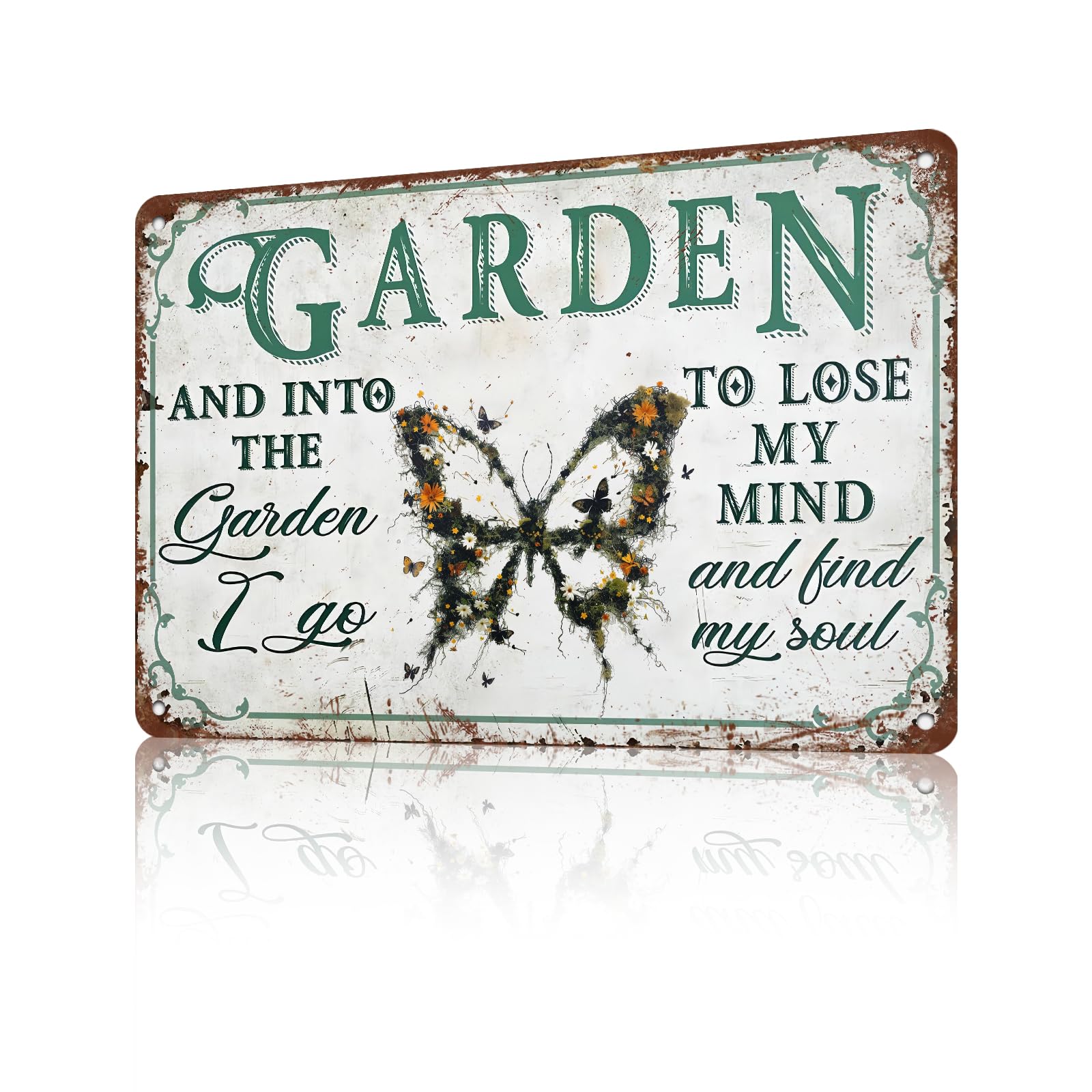 Anceky Butterfly Garden Tin Sign Retro Metal Sign Vintage Wall Decor for Home Backyard Outdoor Outside Fence 12×16 Inch