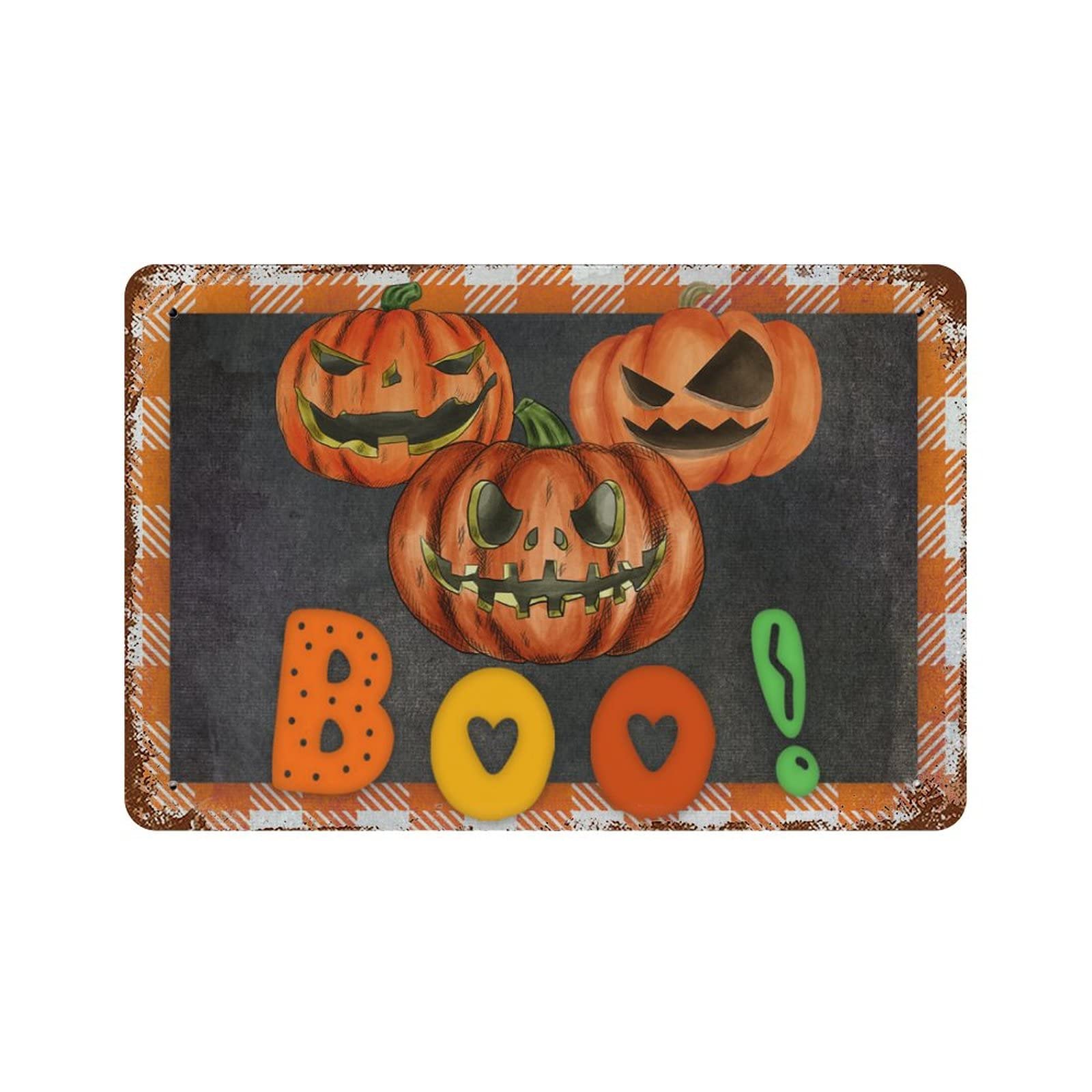 Plaque en métal citrouille Boo pour décorer votre pelouse d'Halloween