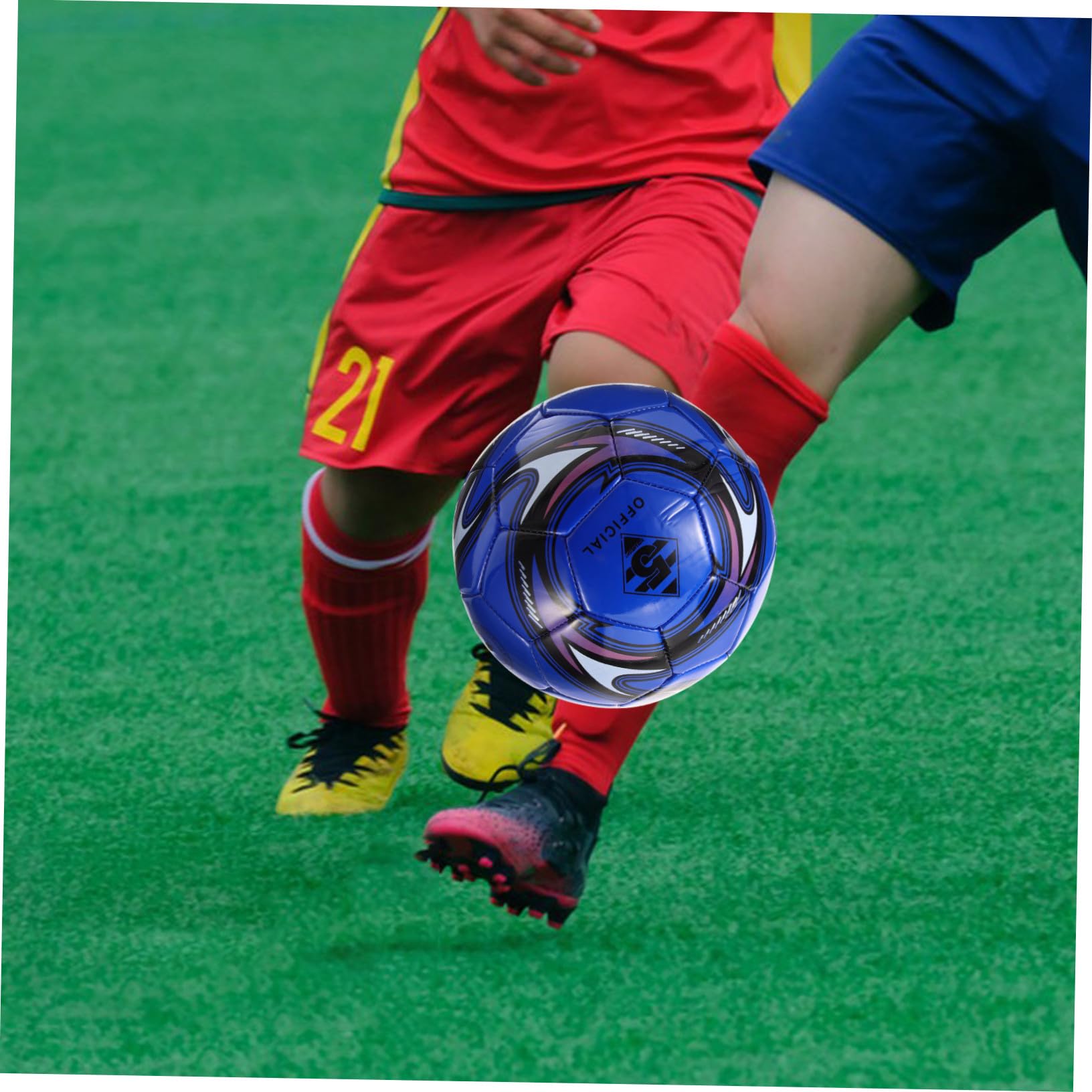 Balón de Fútbol 5 PVC para Niños, Balón Inflable para Entrenamiento, Tamaño Pequeño, Color Azul Tornado, Pelota de Fútbol para Exterior, Adecuado para Juego y Práctica Escolar