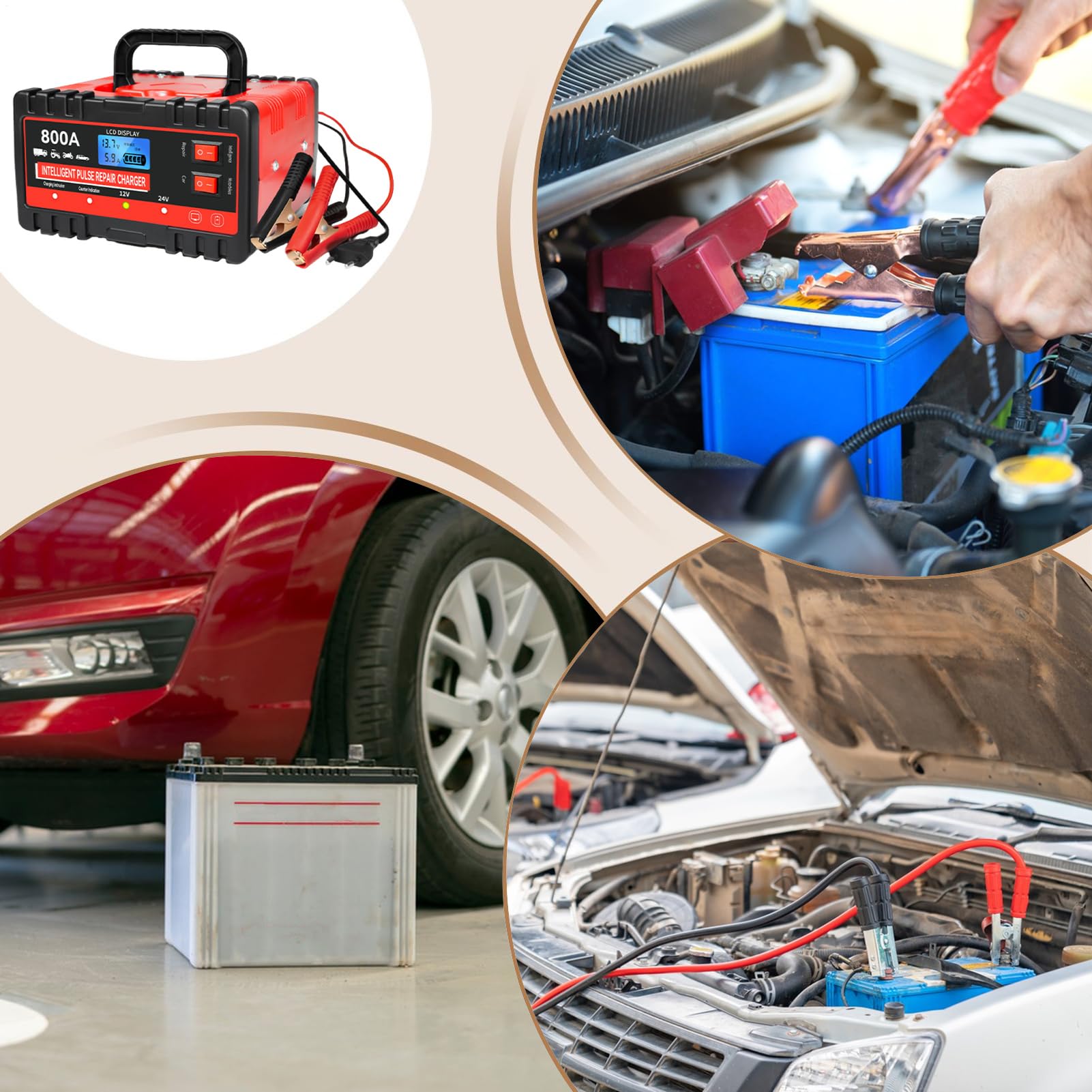 Caricabatterie per Auto Mantenitore Portatile a Carica Lenta | Mantenitore Batteria Auto Per Camion, Moto, Veicoli Da Viaggio, Officina, Riparazione E Manutenzione Di Veicoli