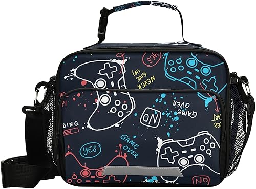 Glaphy Bolsa de almuerzo con aislamiento para videojuegos, contenedor de alimentos para adultos, hombres y mujeres