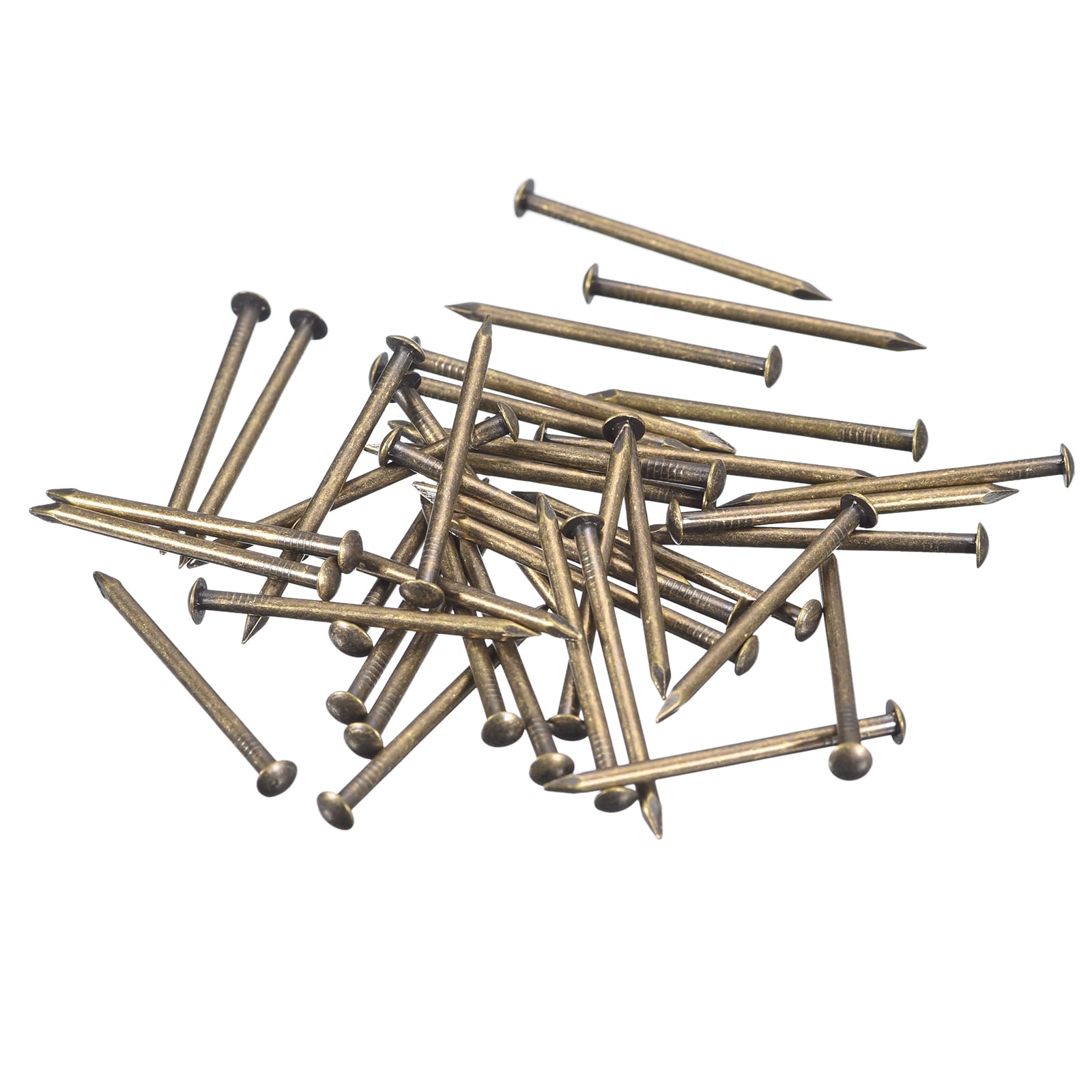 QUARKZMAN 80 szt. małe gwoździe 1,5 mm x 25 mm (Dxl) małe gwoździe mosiężne gwoździe do małych gwoździ do dekoracyjnych pudełek DIY drewno akcesoria do domu, brązowy odcień