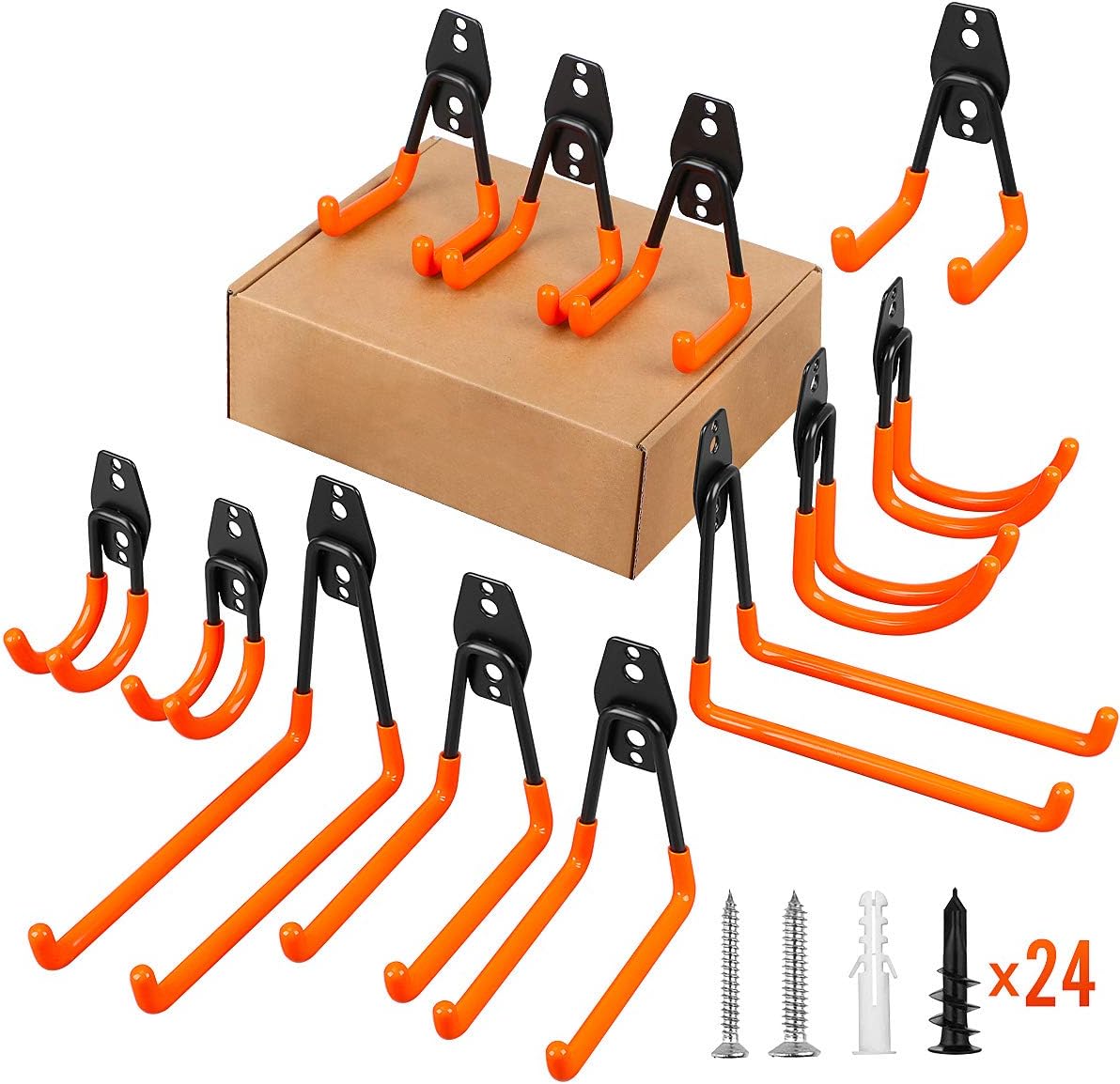 Dstper Garage Hooks,Garage Organizer Utility Hooks, Heavy Duty Garage Storage,Tool Hangers for Garage Wall Utility Wall Garage Hooks and Hangers with Anti-Slip Coating for Tools, Ladders and Bikes