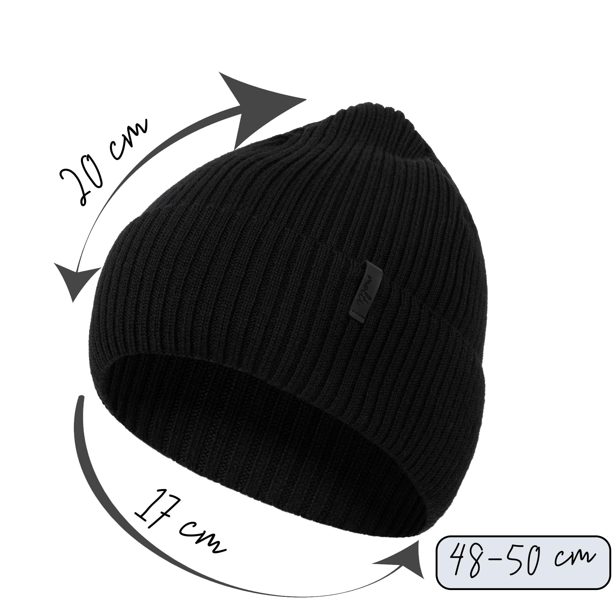 molti Dziecięca czapka beanie, 100% wełna z merynosów, dzianina, bez pomponu, oddychająca i wygodna, rozmiar 52-54, w 5 kolorach