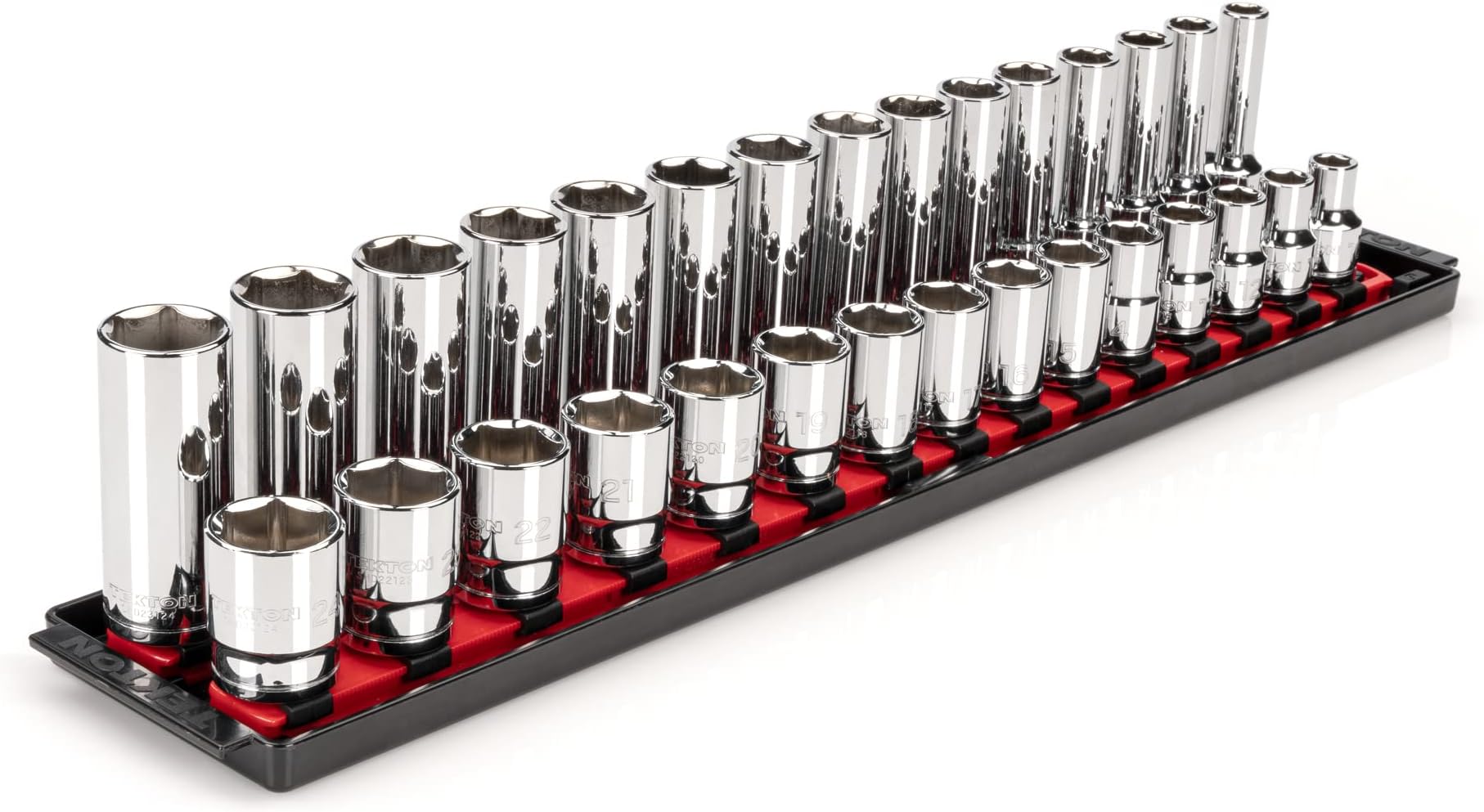 TEKTON1/2 Inch Drive 6-Point Socket Set with Rails, 30-Piece (10-24 mm) | SHD92211