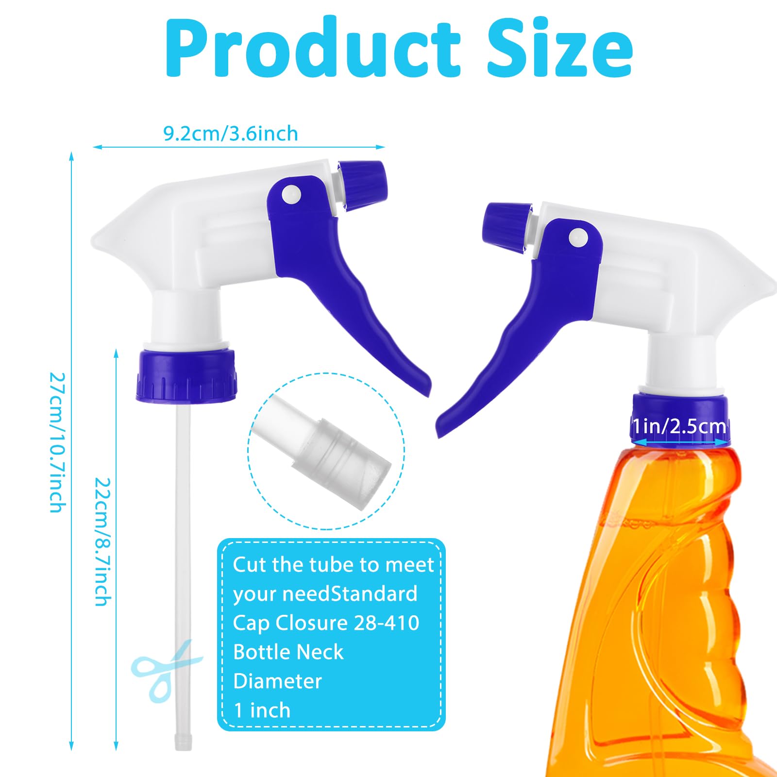 YAYODS 50 Stück Sprühflaschendüsen-Ersatz, robuste Sprühdüsen für 227 ml, 473 ml, 907 ml Flaschen für Hausreinigung, Gartenarbeit