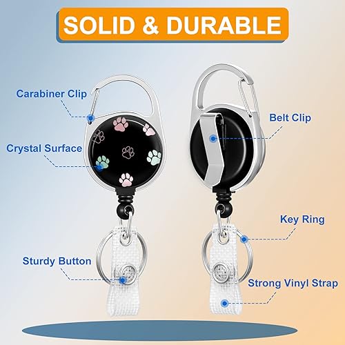 Miniatura 2 de Plifal Portatarjetas con carrete retráctil, bonita identificación de pata de perro, clip de identificación de pata de perro, clip de tarjeta