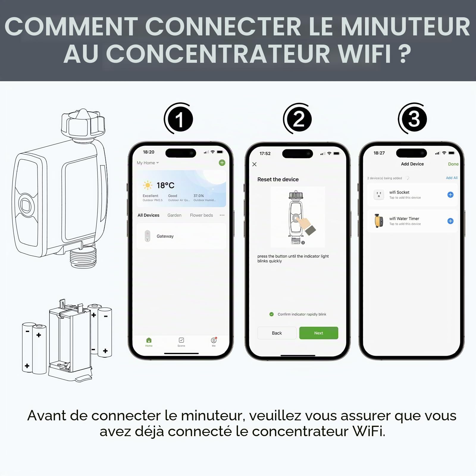 RAINPOINT Programmateur Arrosage WiFi, avec Entrée et Sortie en Laiton Pur, sans Hub WiFi, Doit être Utilisé avec Le Hub WiFi TWG004WRF (Uniquement 2,4 GHz)