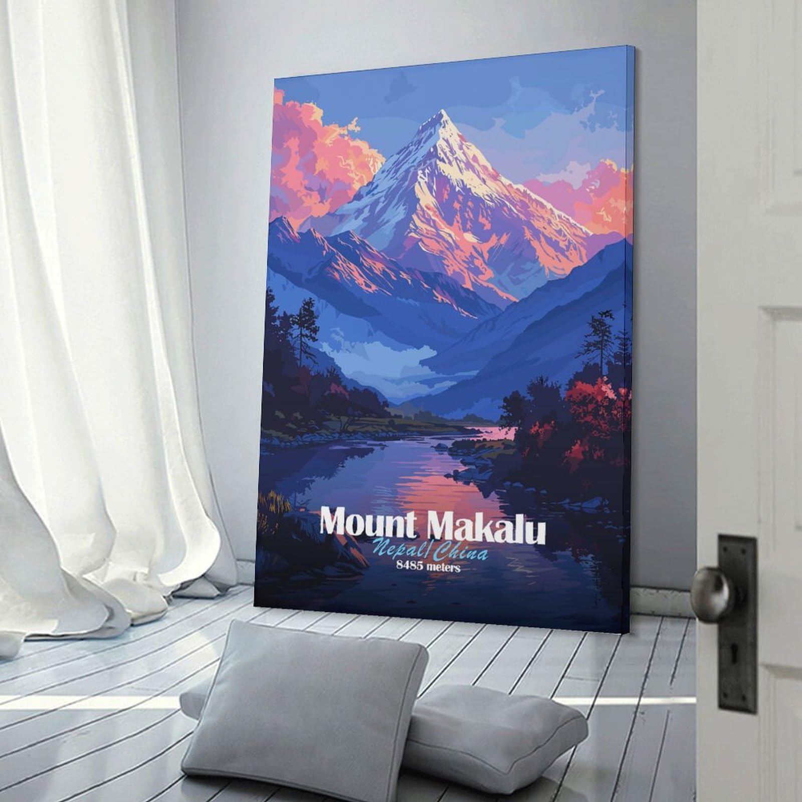 Junmoney Mount Makalu Canvas Wall Art, 08x12inch(20x30cm), for Bedroom Decor, Cosy Corners Or Studios, Stylish Decor for A Restful Room Update