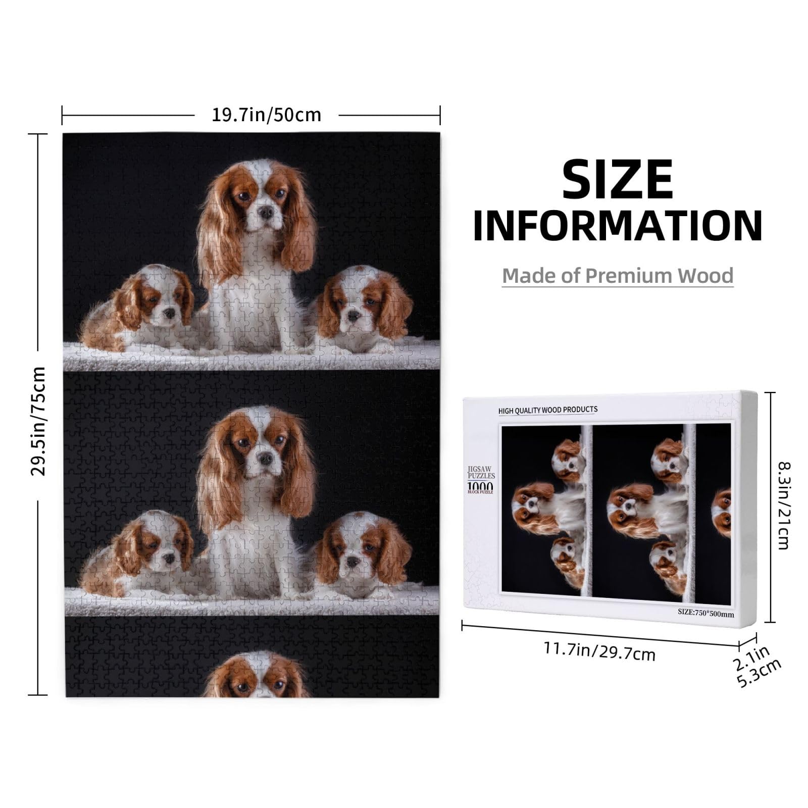 Cavalier King Charles Spaniel, mamma con cuccioli, puzzle da 1000 pezzi per adulti, puzzle impegnativi, puzzle a incastro