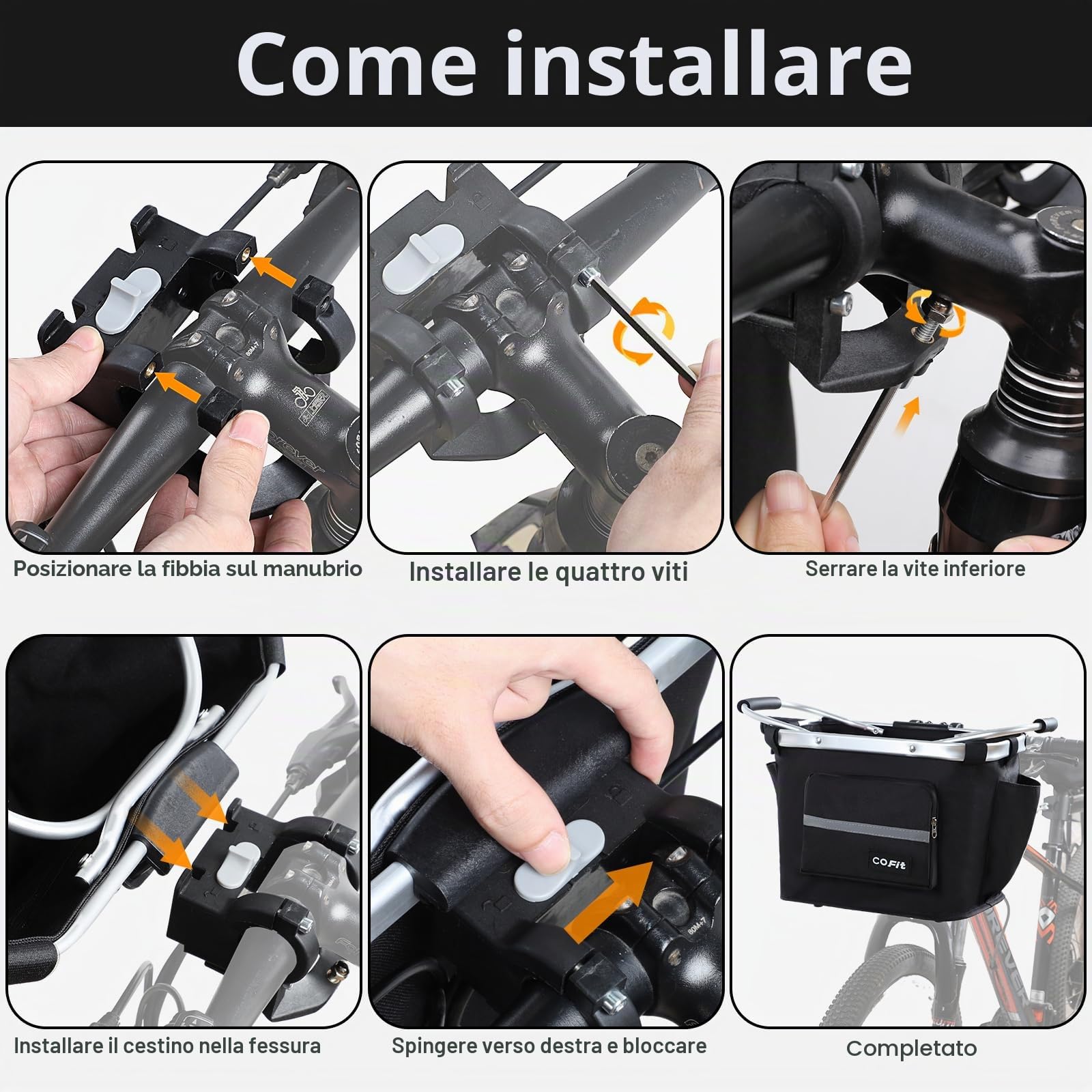 COFIT Cestino per Bici Staccabile, Cestino Multiuso per Biciclette per Animali Domestici, Shopping, Pendolari, Campeggio e Outdoor