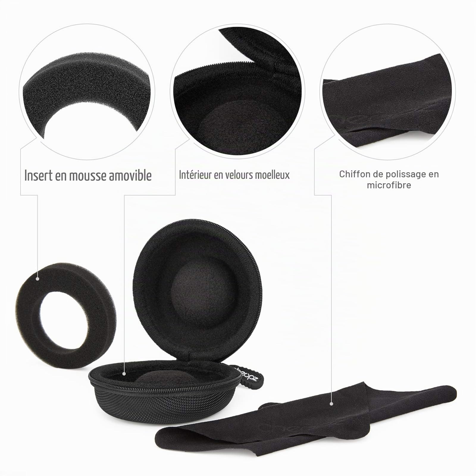 Cheopz Boîte de Rangement de Voyage pour Montres-Bracelets et Montres Intelligentes jusqu'à 50mm, Noir