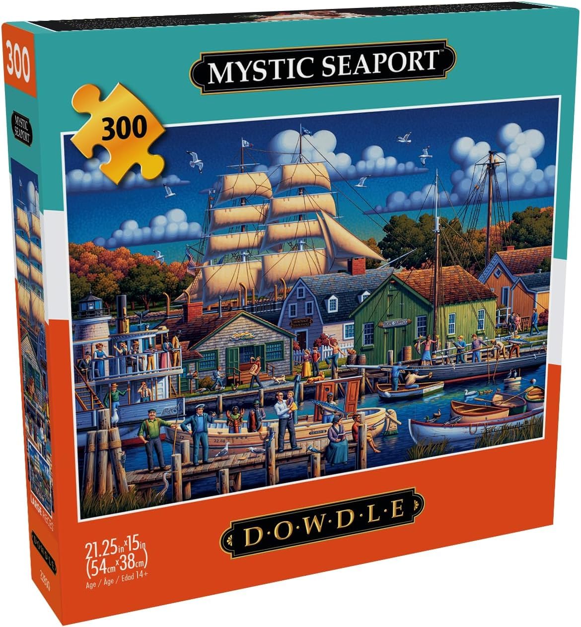 Buffalo Games - Dowdle - Mystic Seaport - 300 Piece Jigsaw Puzzle for Adults -Challenging Puzzle Perfect for Game Nights - Finished Size is 21.25 x 15.00