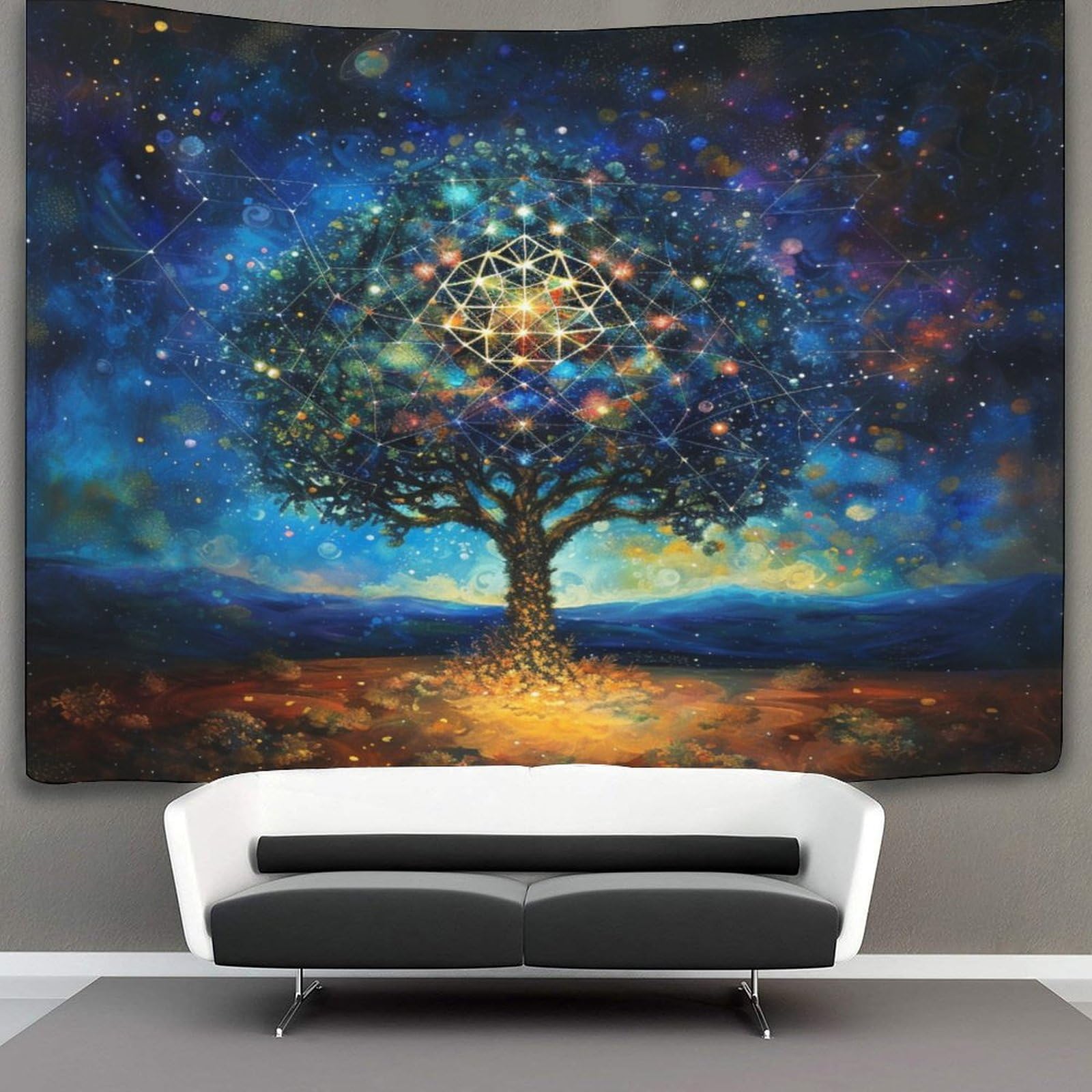 kaiyun 180cmx230cm Tapestry Cosmic Tree Tapestries Plant 3D Printing Wall Hanging Home Decorations