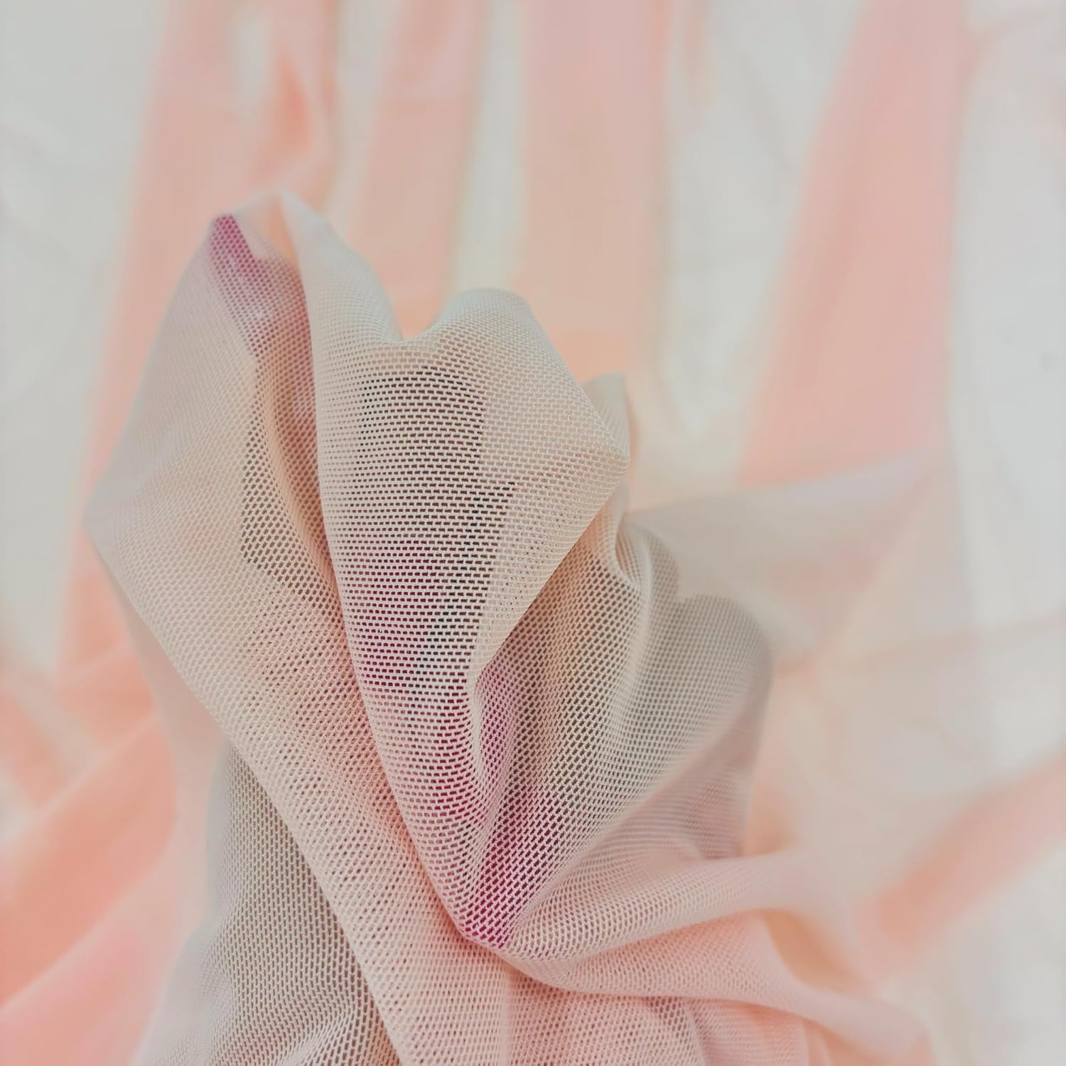 Ice Fabrics 4-Way Stretch Power Mesh Fabric by The Yard - 60" Wide Nylon Spandex Sheer Net - Breathable & Stretchy Mesh Fabric for Sewing Activewear, Dresses, Crafts - Blush - 5 Yards