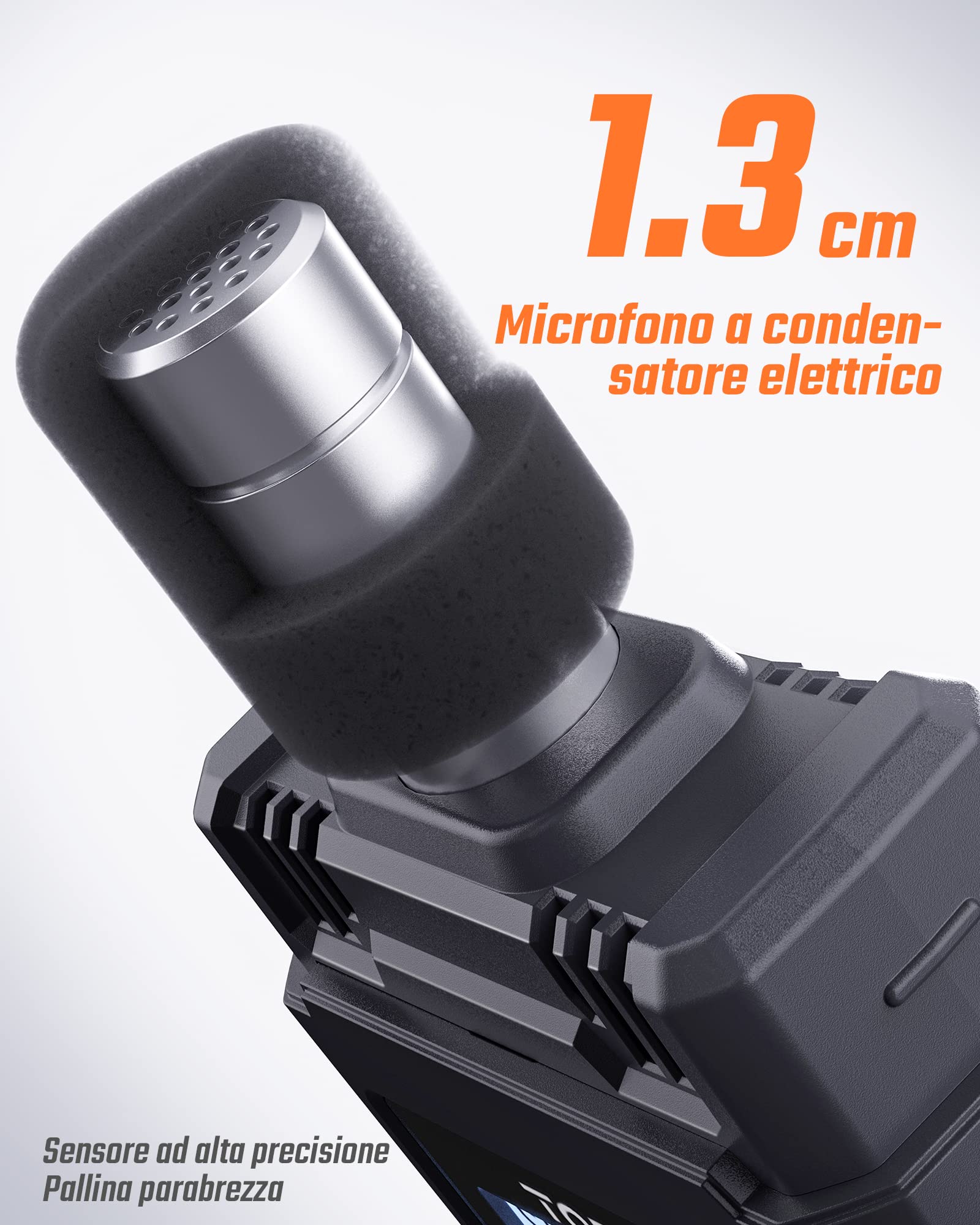 Fonometro, TopTes TS-501B Misuratore di decibel con schermo LCD retroilluminato da 2,25", ponderato A/C, intervallo 30-130 dB, valori MAX/MIN, uso domestico in fabbrica vicino al rumore - Arancione