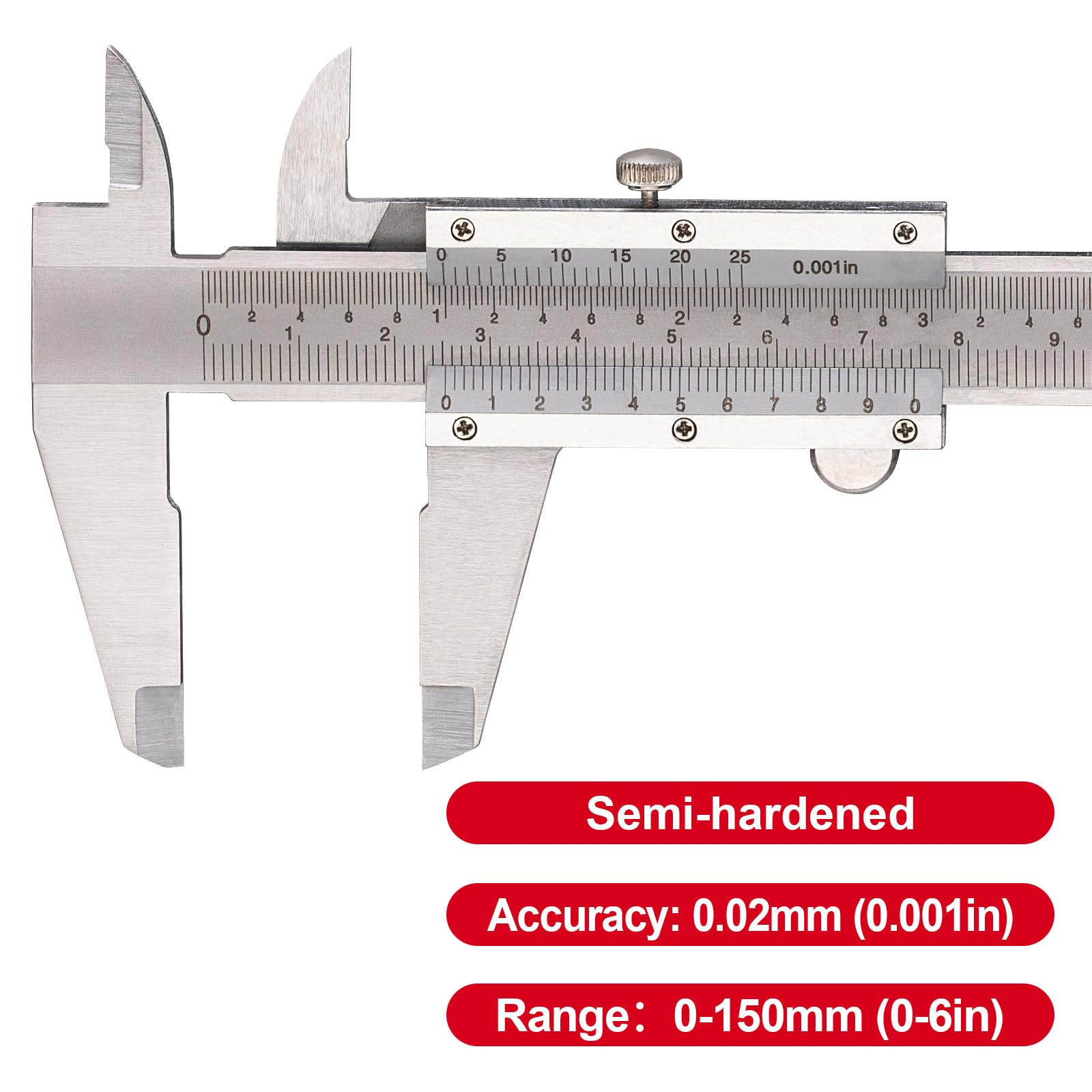 Spurtar Calibre 150 mm 6 pulgadas analógico medición diámetro profundidad 0,02 mm 0,001 pulgadas