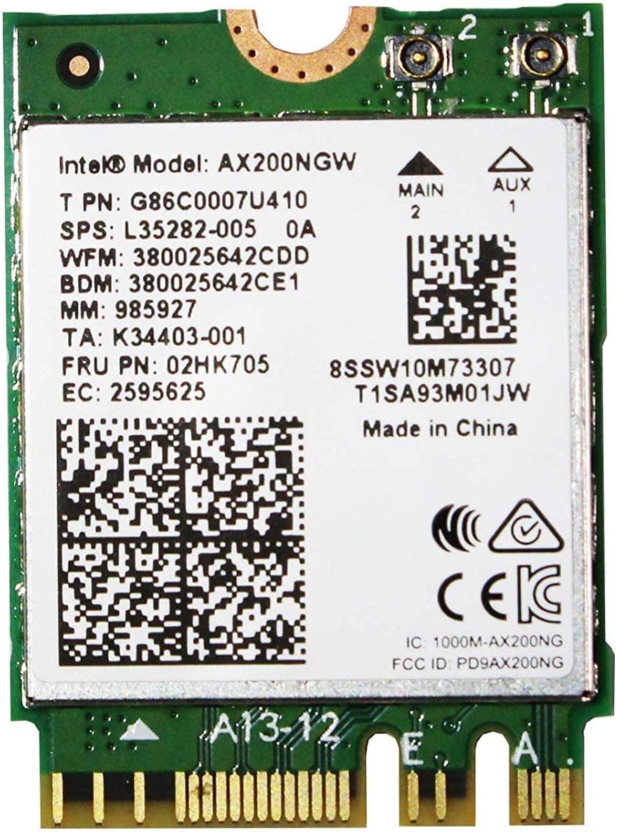 Wi-Fi 6 11AX WiFi Module Intel AX200NGW 2 x 2 MU-MIMO Wireless Card with Bluetooth 5.0 Support Windows 10 64bit/ Google Chrome OS/Linux Gigabit and Low Latency Built for Gaming, M.2/NGFF