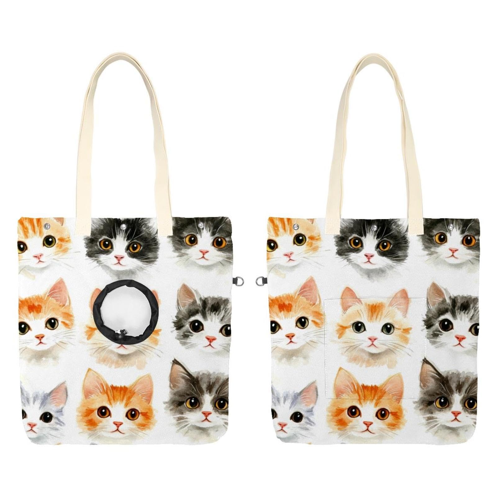 Sac de voyage pour animal domestique en toile avec motif chat mignon