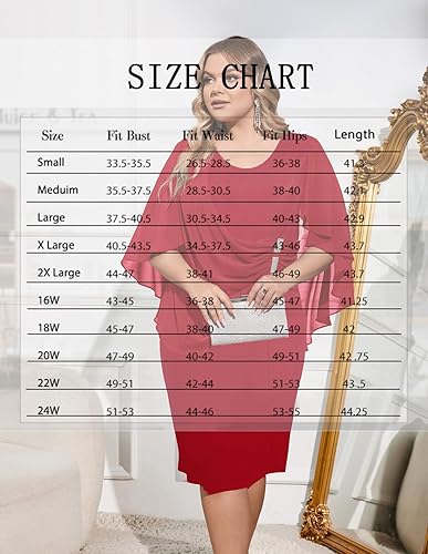 Vista 2 de Hanna Nikole Vestido de tubo ajustado de gasa con volantes y manga de capa para mujer, talla grande