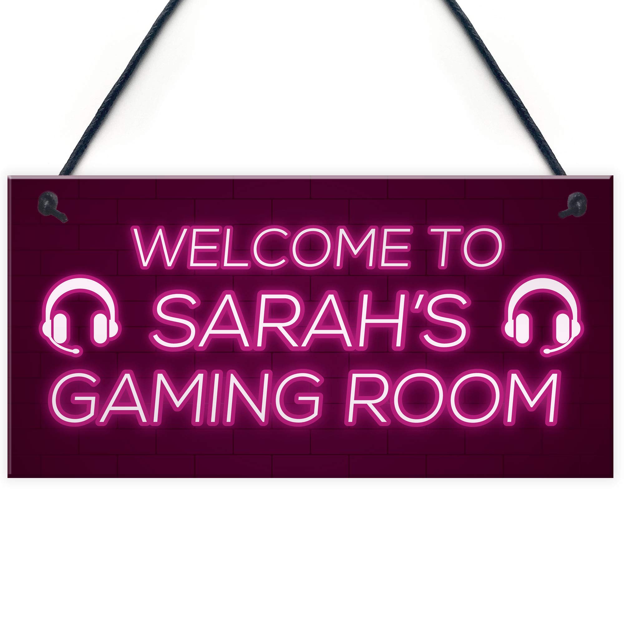 Personalised Neon Pink Gaming Room Sign Funny Gift For Daughter Girlfriend Gamer Gift For Her
