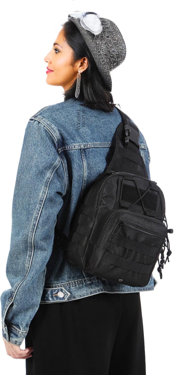 Outdoor Tactical Bag Backpack Military Sport Bag Pack Sling Shoulder Bags for Everyday and Outdoor Adventures (Black) - Image 9