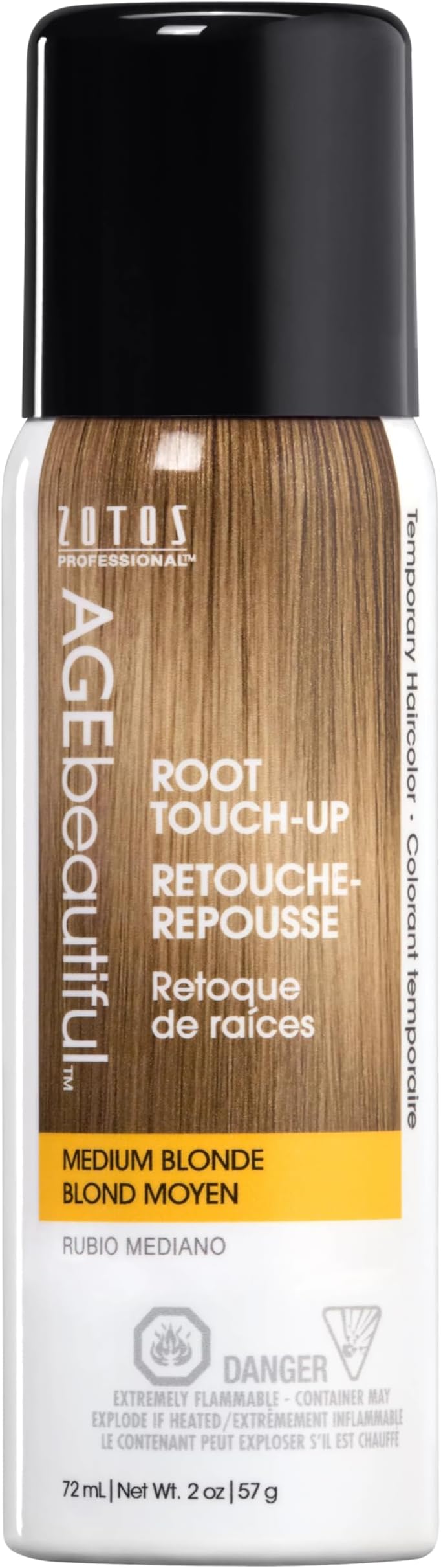AGE beautiful Root Touch Up Hair Color Spray | Touch-Up Gray Concealer | Temporary Cover Up | Adds Volume & Covers Thinning Patches | Water, Sweat, Stain Resistant | Medium Blonde | 2 Oz