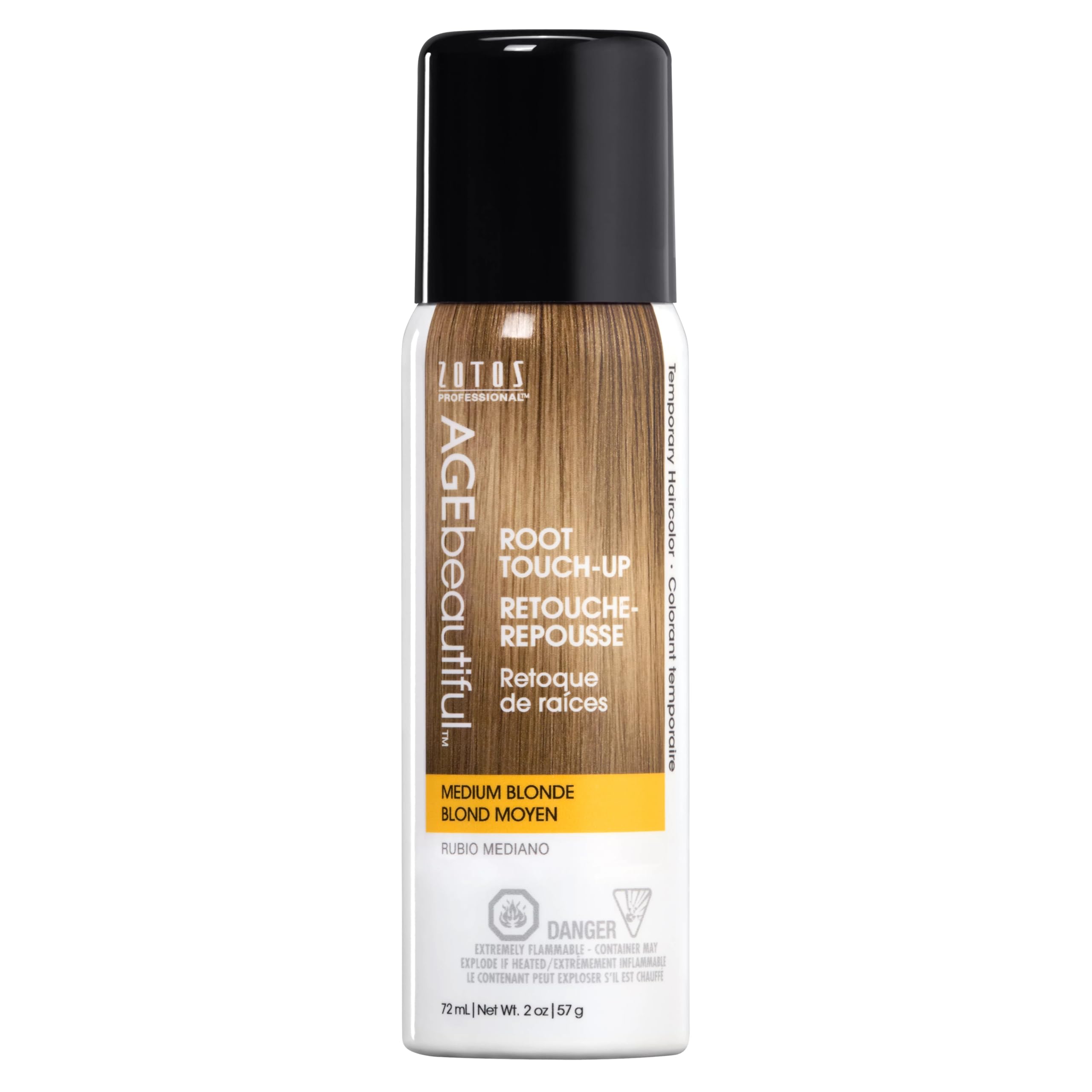 AGE beautiful Root Touch Up Hair Color Spray | Touch-Up Gray Concealer | Temporary Cover Up | Adds Volume & Covers Thinning Patches | Water, Sweat, Stain Resistant | Medium Blonde | 2 Oz