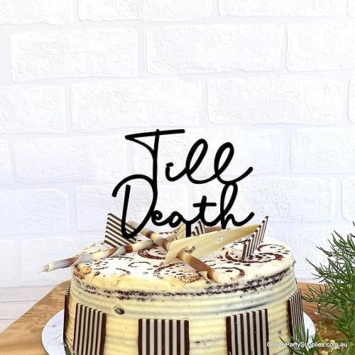 Miniatura 4 de Decoración acrílica personalizada para tartas de boda, silueta negra hasta la muerte, decoración de tartas, suministros de fiesta para boda,