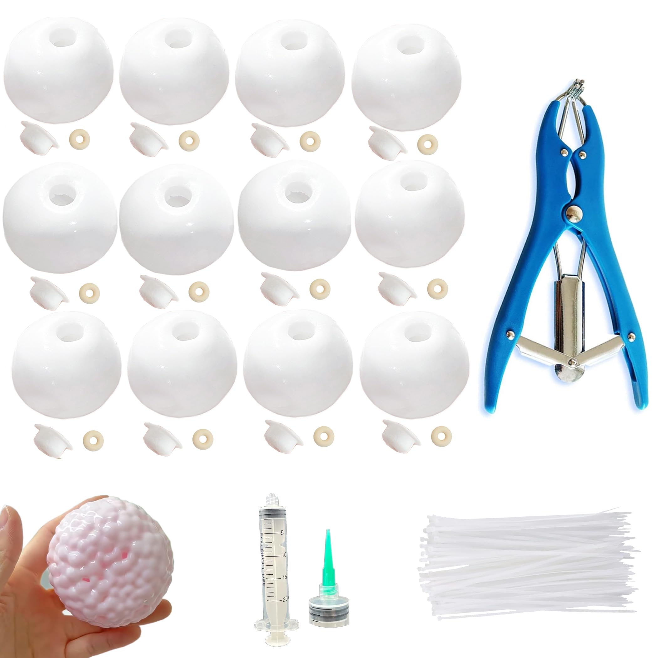 12 PCS Milky Blank Skins Empty Stress Ball DIY Kit Expander Tool Evacuating Device for DIY Stress Balls Press Balls (Classic, 12, pcs)