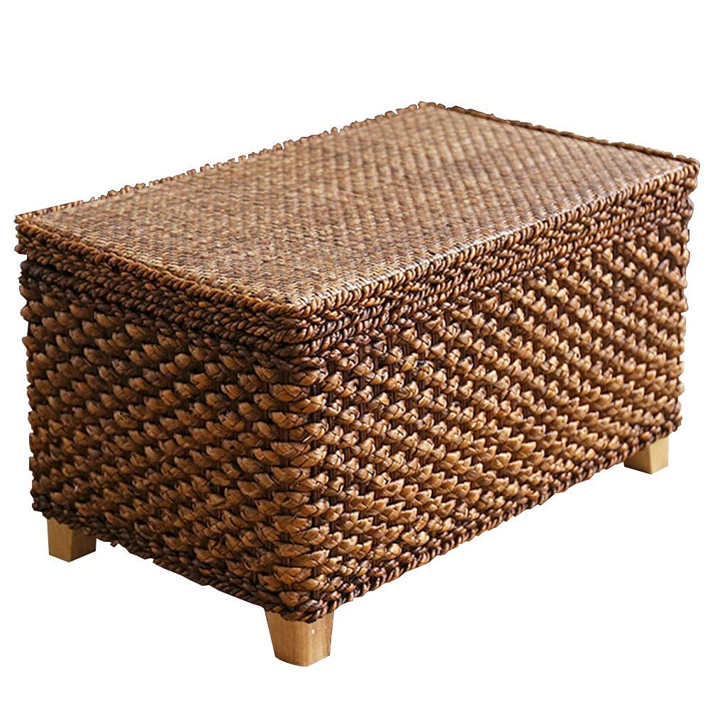 Pouf et repose-pieds de rangement en bois marron 50x30x30