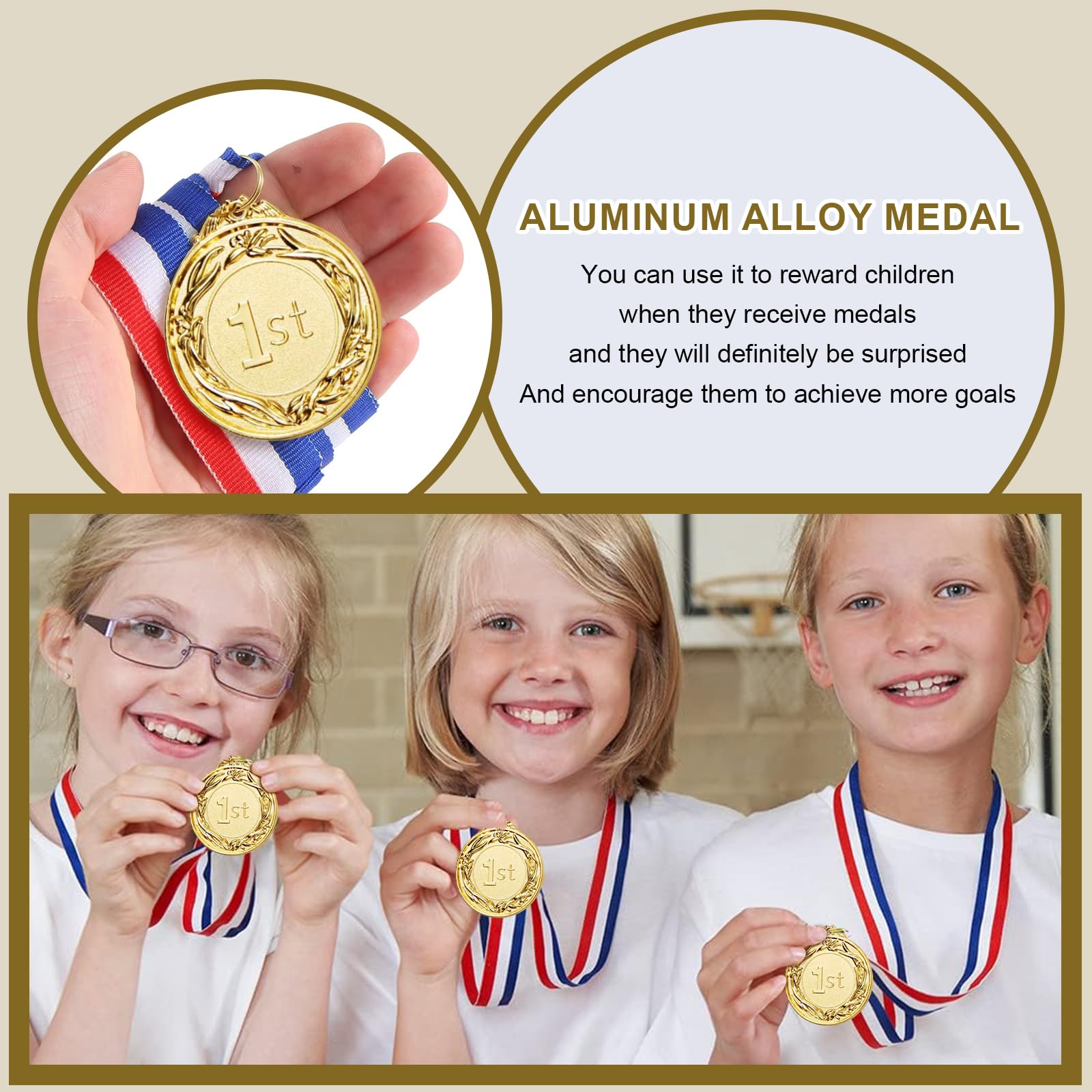 Medallas de Metal Doradas para Niños Adultos Juegos Escolares Competiciones Deportivas 12 Piezas